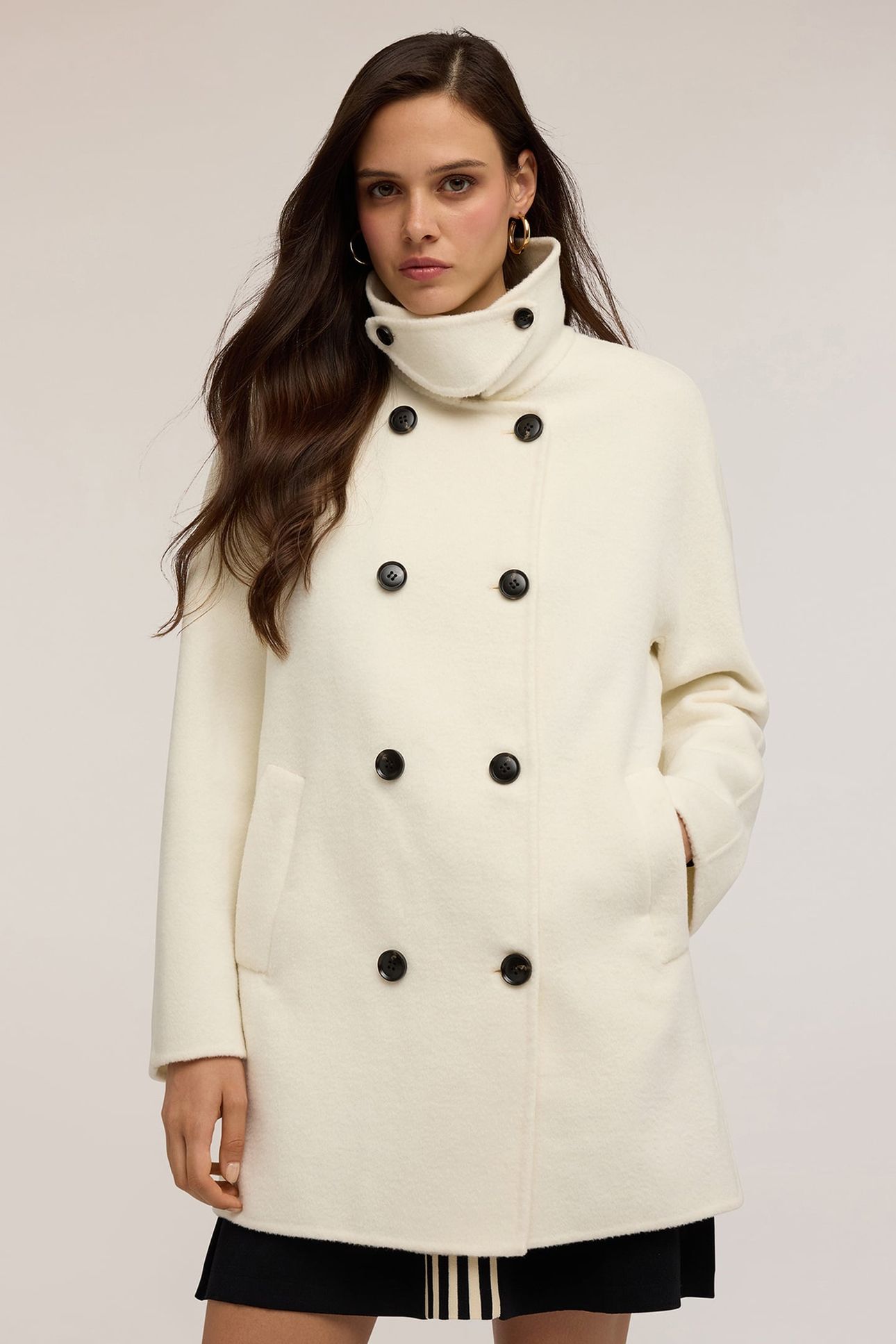 KIMONO-STYLE COAT IN WOOL BLEND FABRIC WHITE 2