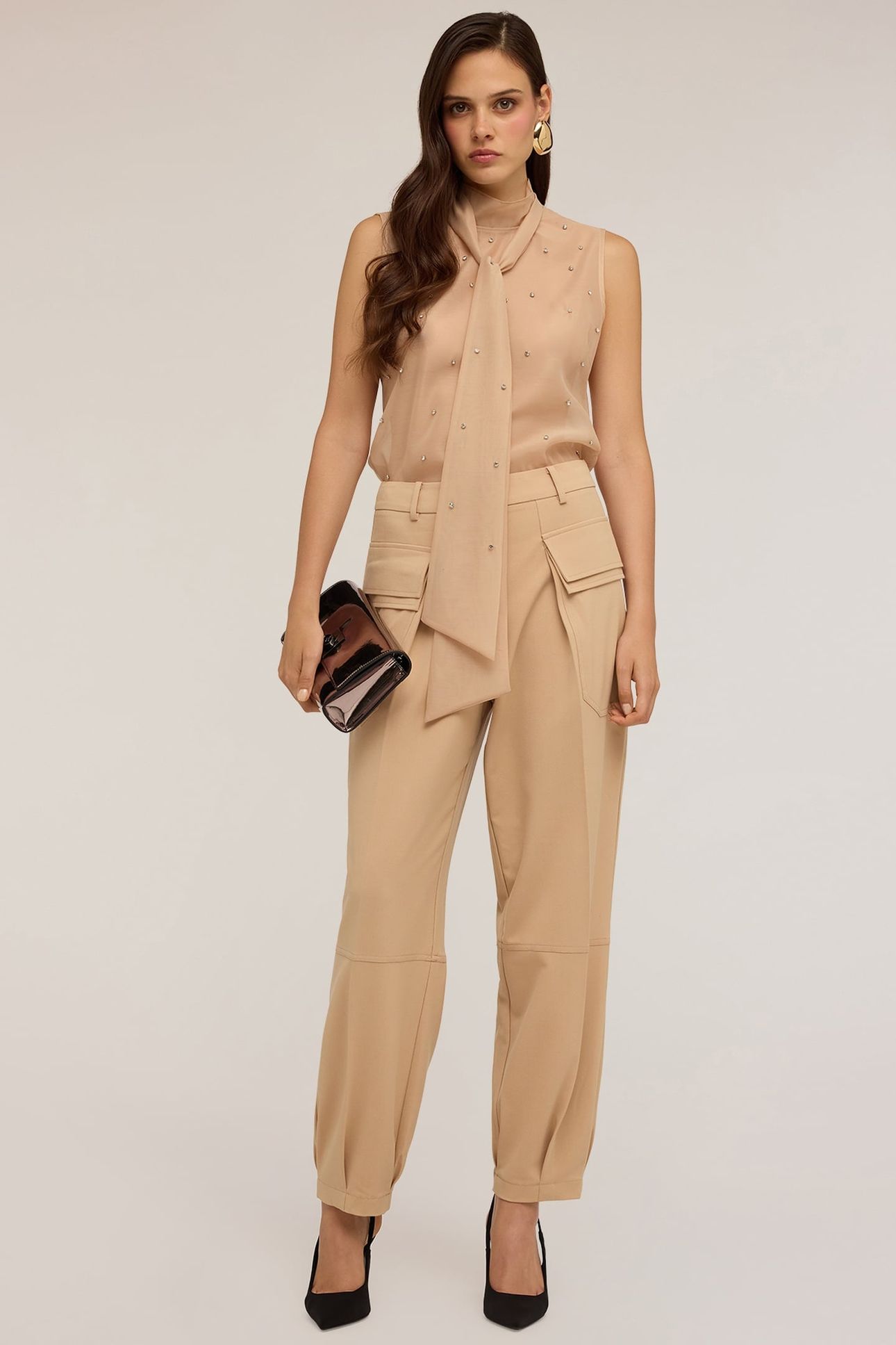 FLUID FABRIC CARGO PANTS BEIGE 1