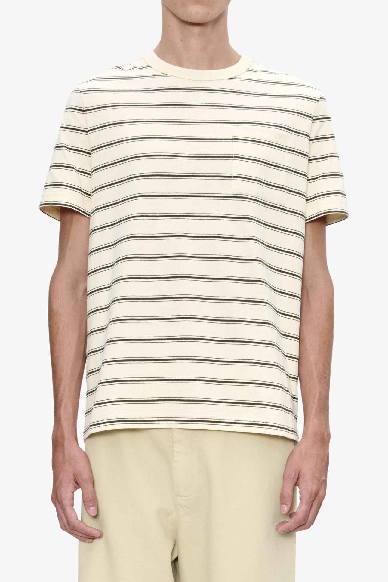 UNISEX T-SHIRT SHORT SLEEVE STRIPED ECRU 1