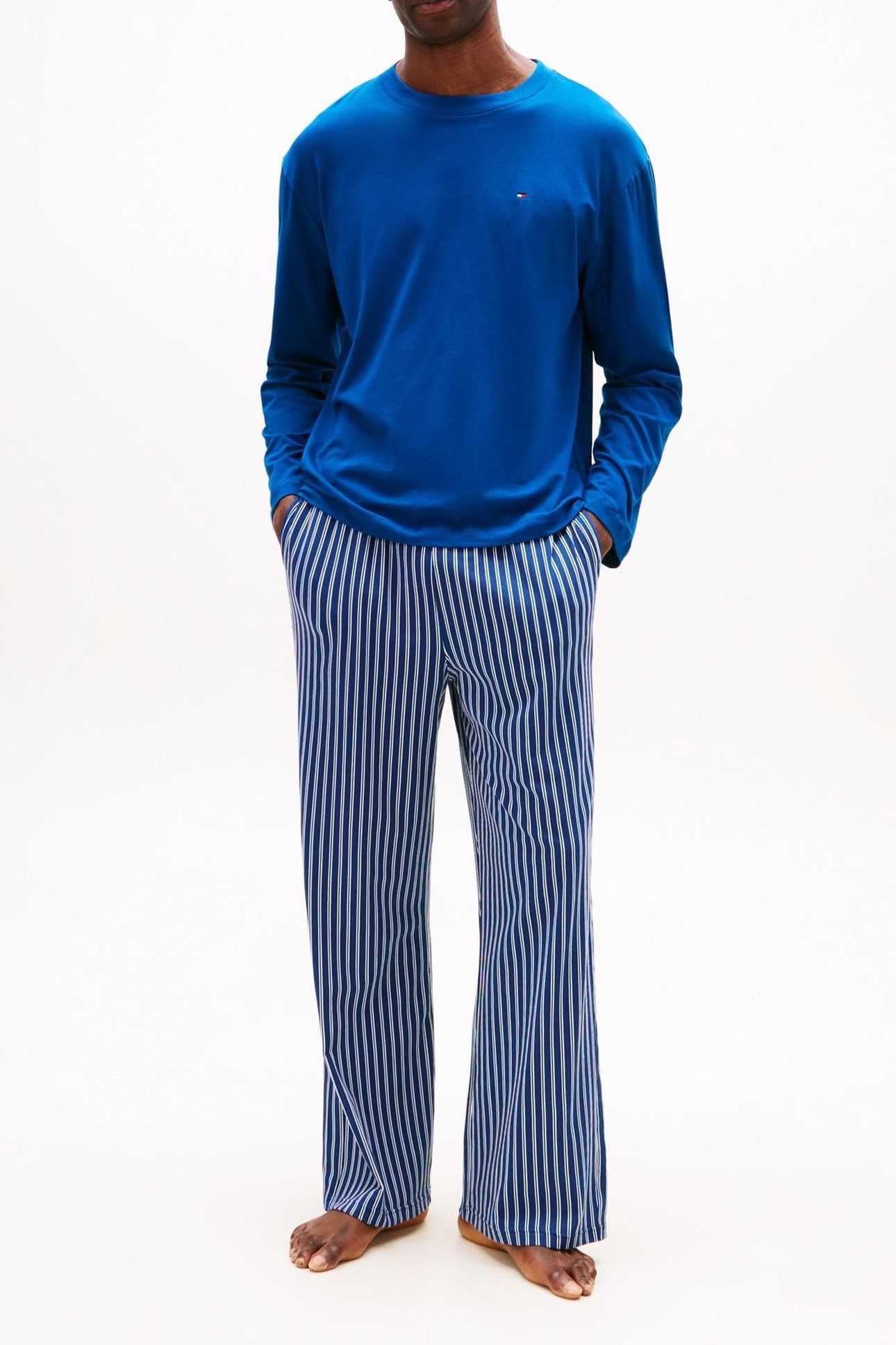 LS JERSEY PJ SET DEEP INDIGO/BLUE DENSE STRIPE 1