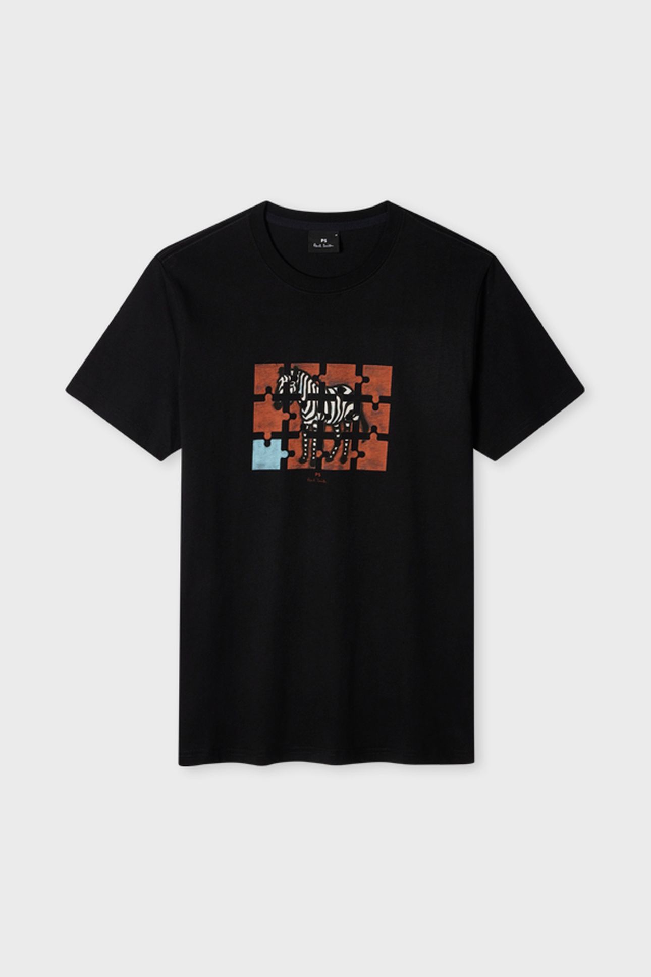 MENS SLIM FIT T SHIRT JIGSAW ZEBRA BLACK 2