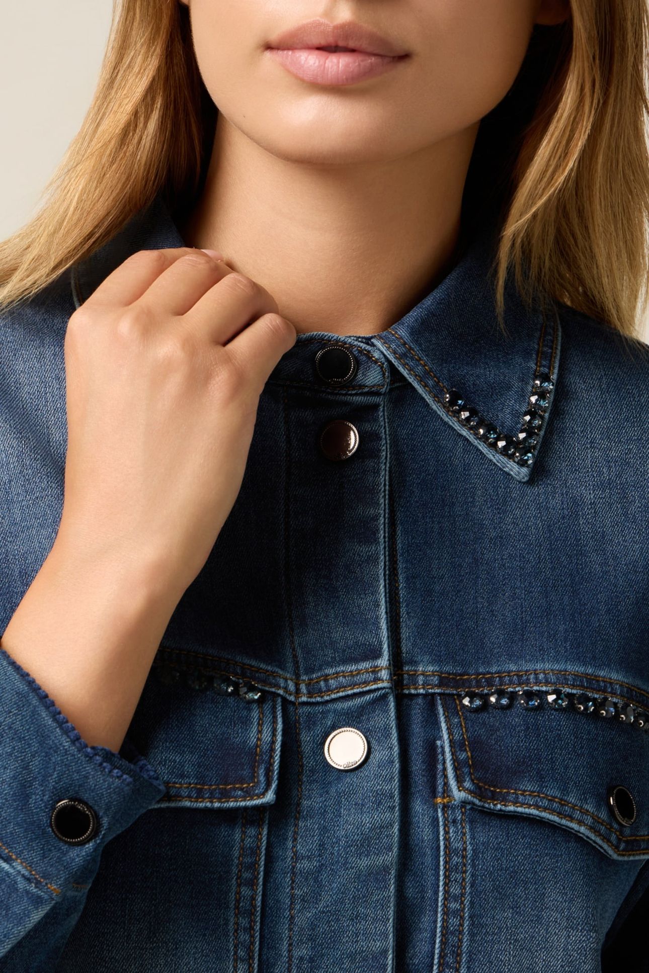 DENIM SHIRT JACKET WITH CRYSTALS BLUE 5