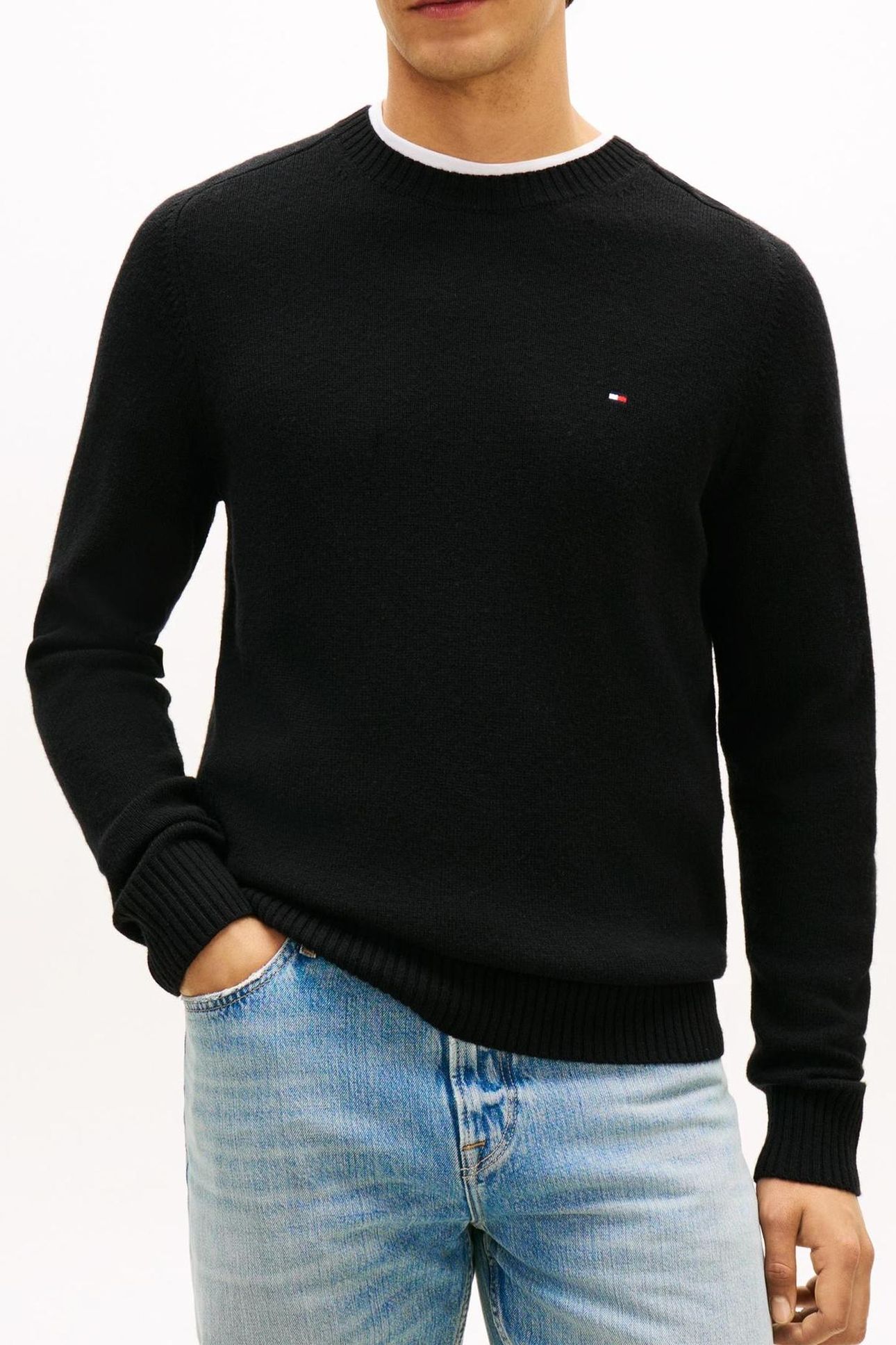 LAMBSWOOL CREW NECK BLACK 1