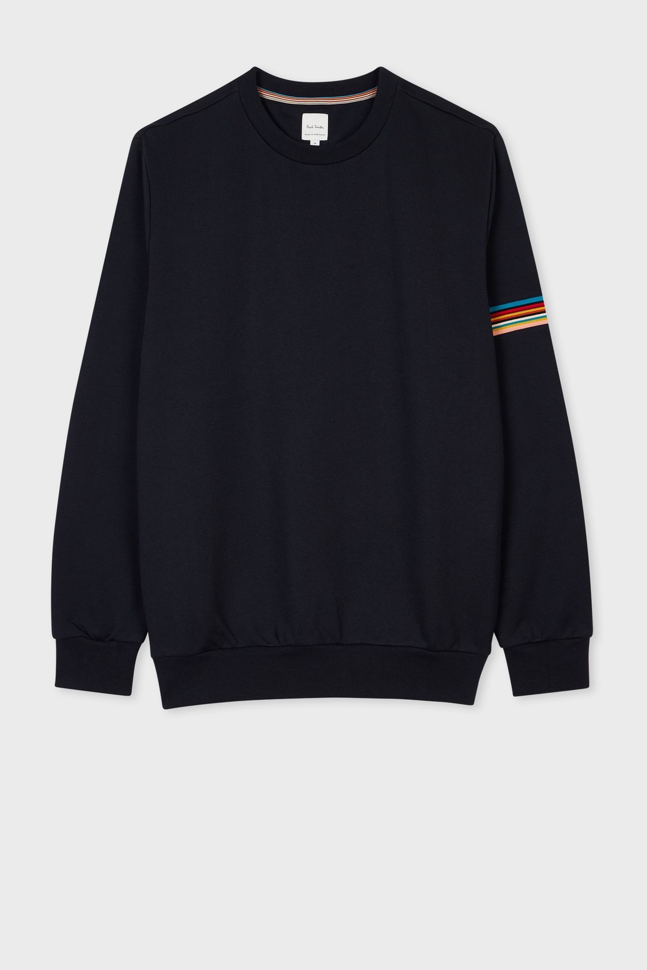 MENS SWEATSHIRT WITH STRIPE ARM DETAIL VERY DARK NAVY 1