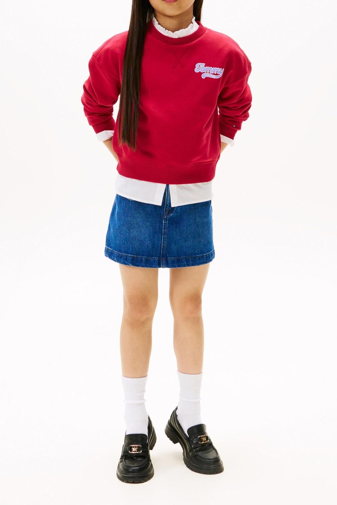 GIRLS TOMMY FLOCK SWEATSHIRT RUBY RHUBARB 3
