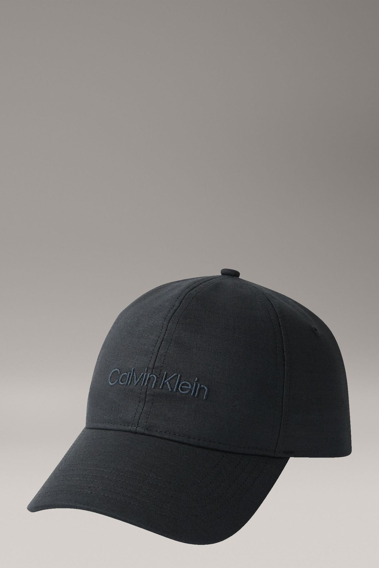 EMB LOGO LINEN BASEBALL CAP BLACK 1