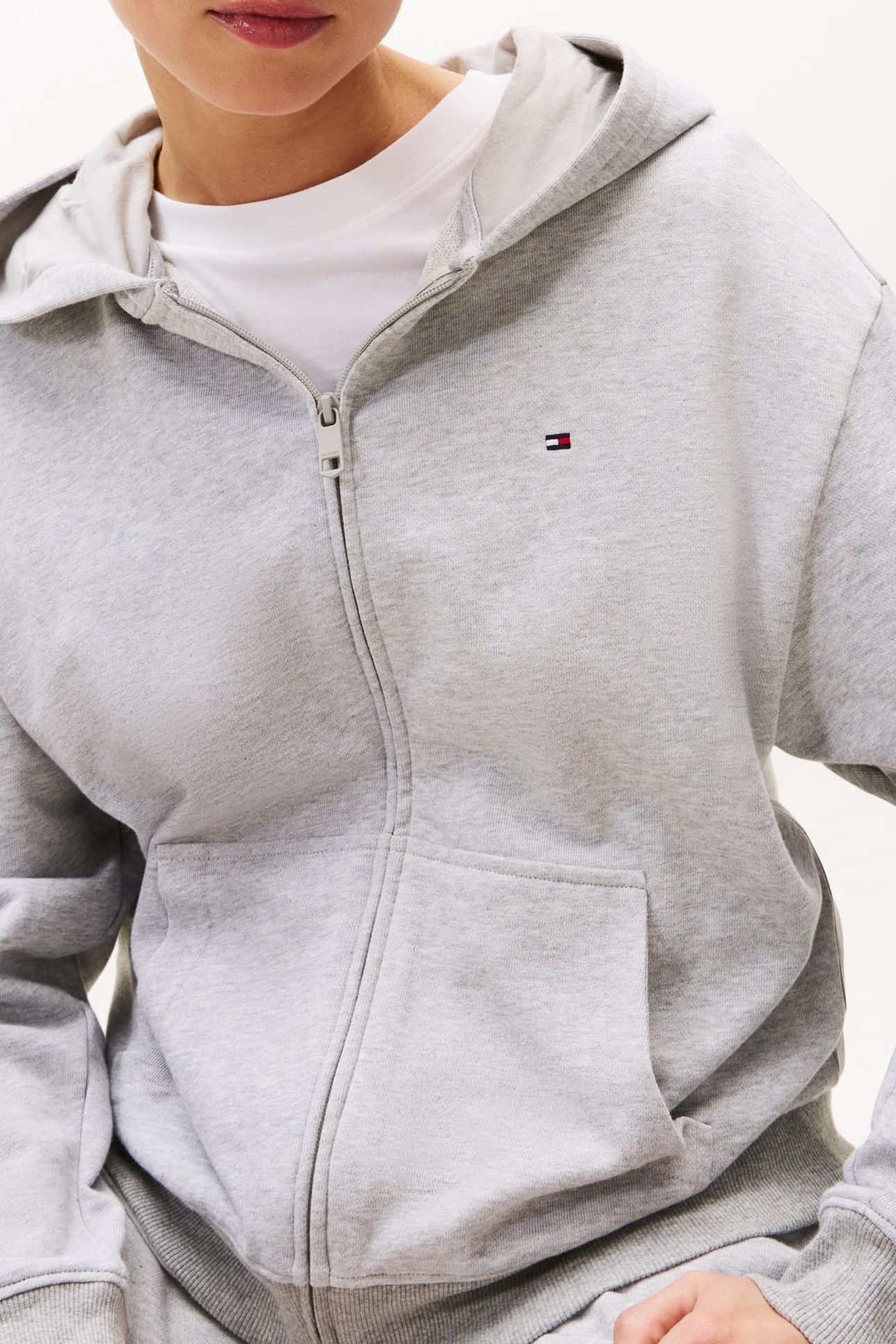 FULL ZIP HOODIE LIGHT GREY HEATHER 5