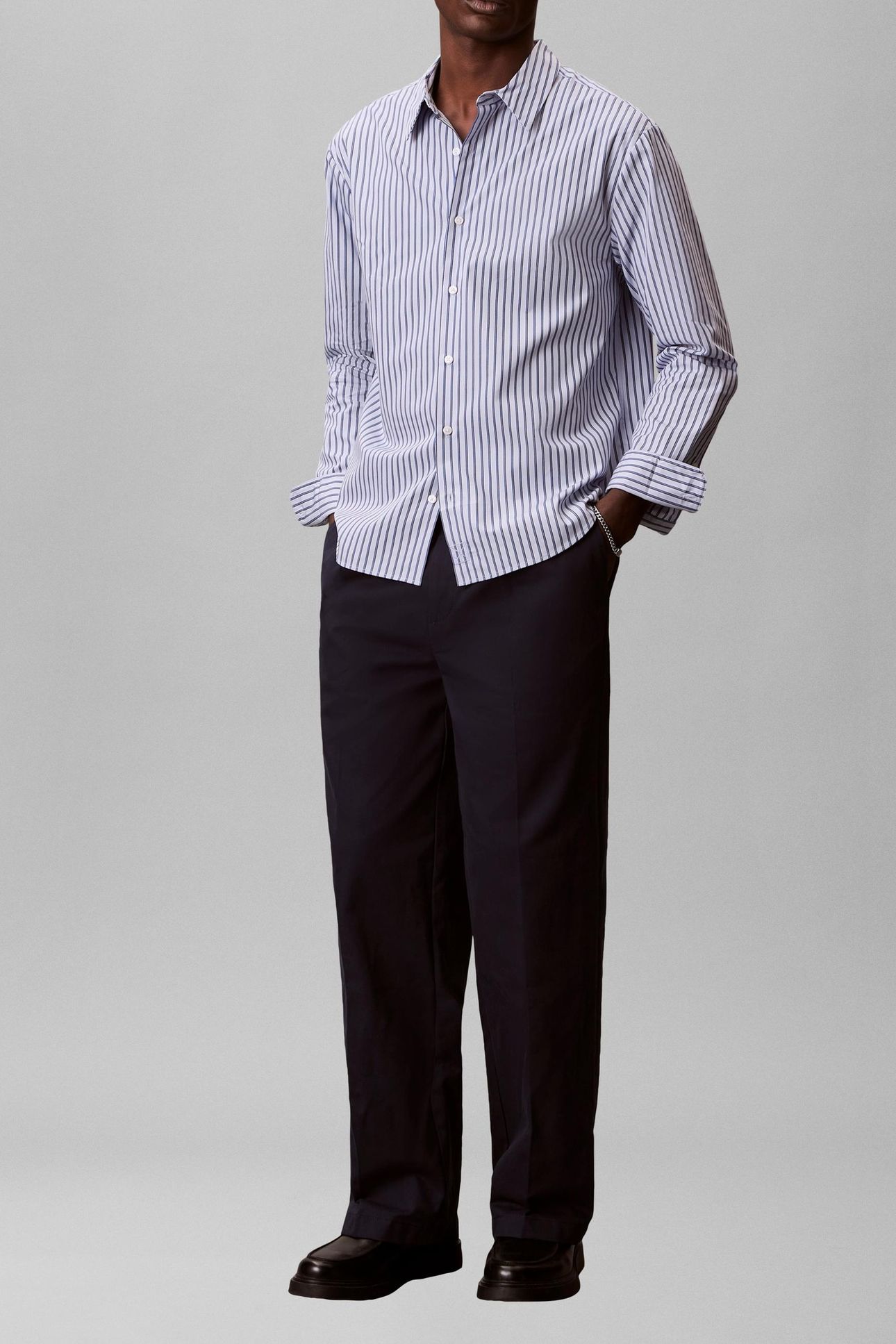 LS THIN DBL STRIPE SHIRT XENON BLUE 3