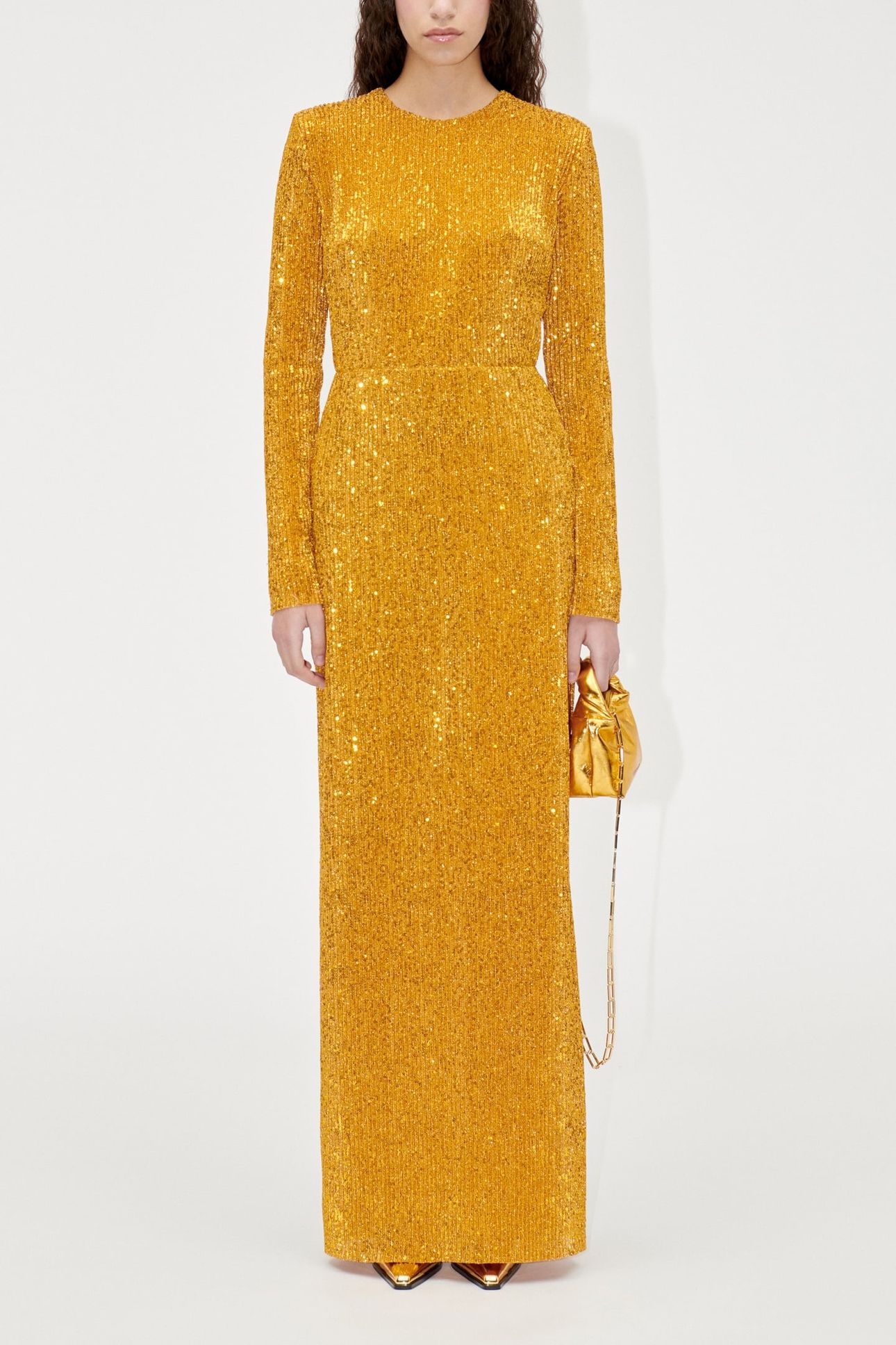 CARSON DRESS LONG GOLD 1