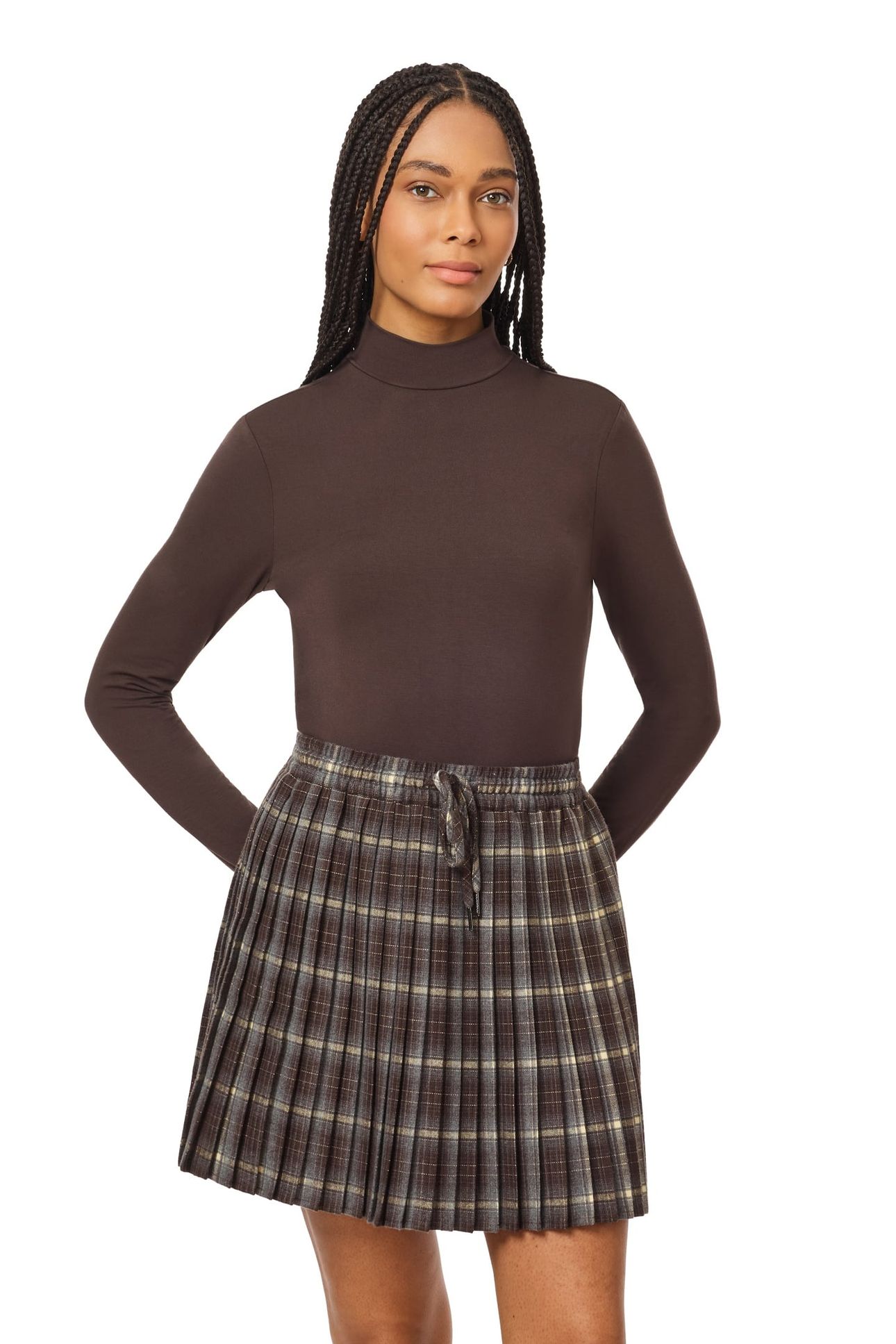 MOCK NECK TOP SEAL BROWN 6