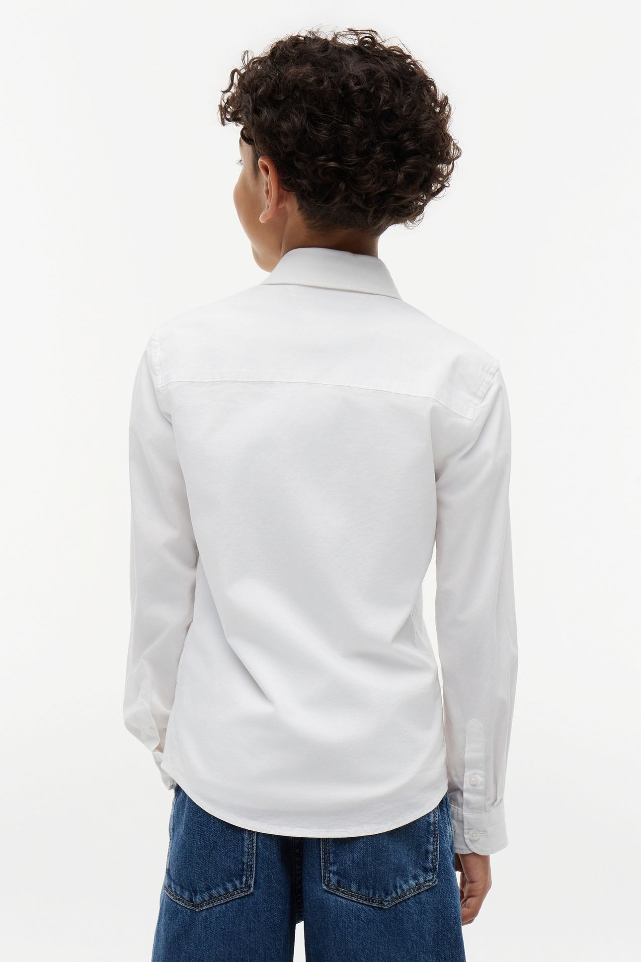 BOYS SOLID STRETCH POPLIN SHIRT WHITE 2