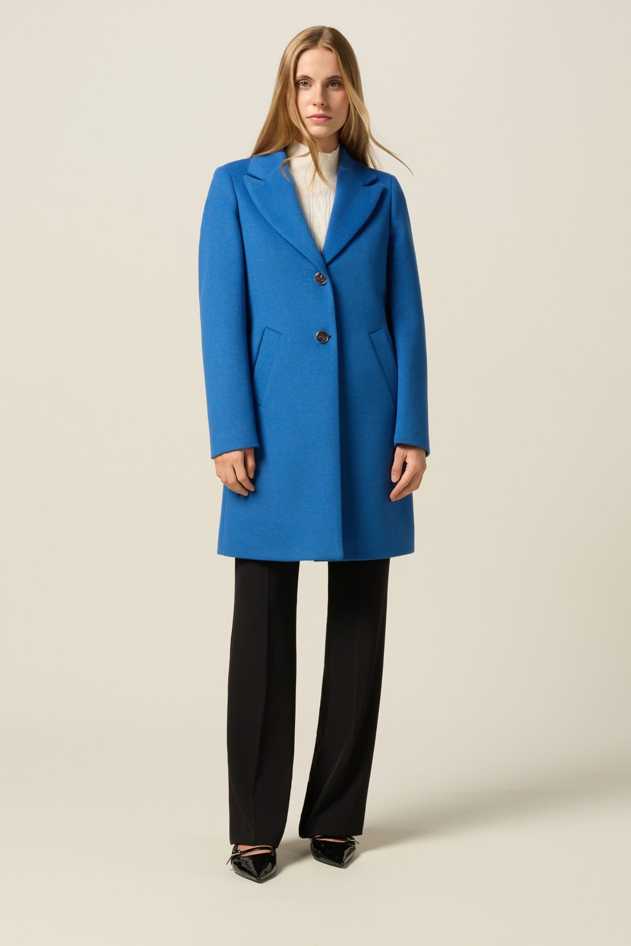LONG COAT IN DRAP LIGHT BLUE 1