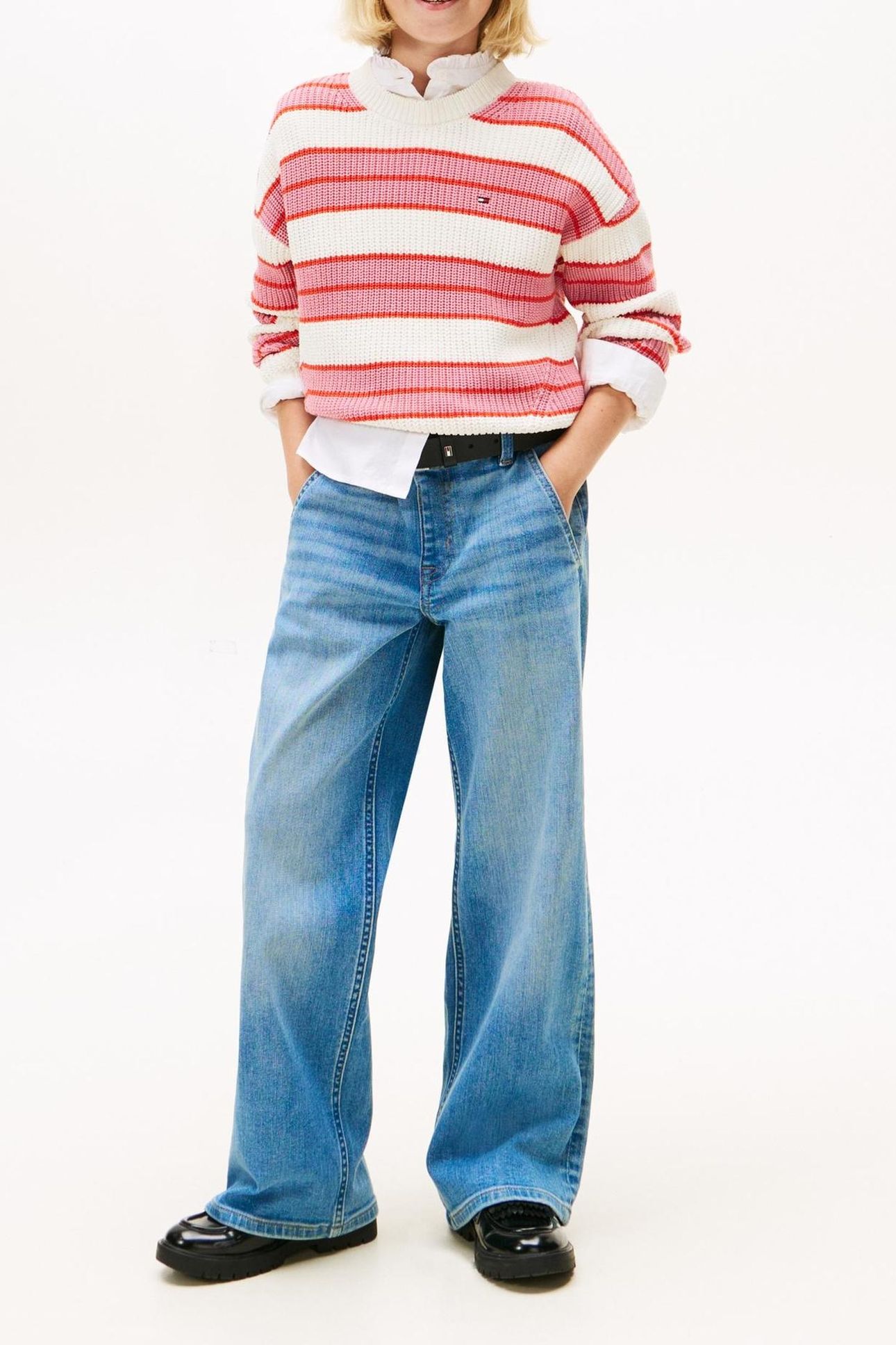 GIRLS STRIPE CHENILLE SWEATER MYSTIC PINK STRIPES 1