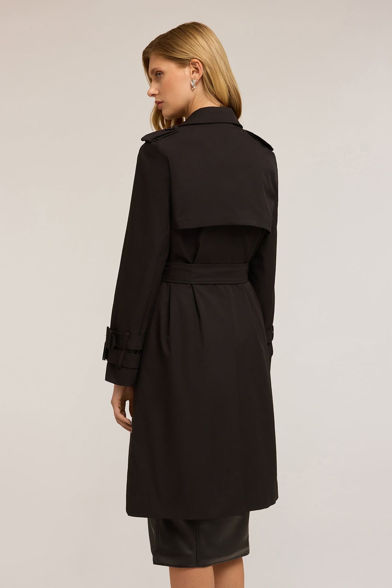 DOUBLE-BREASTED TRENCH COAT IN TECHNICAL FABRIC BLACK 3