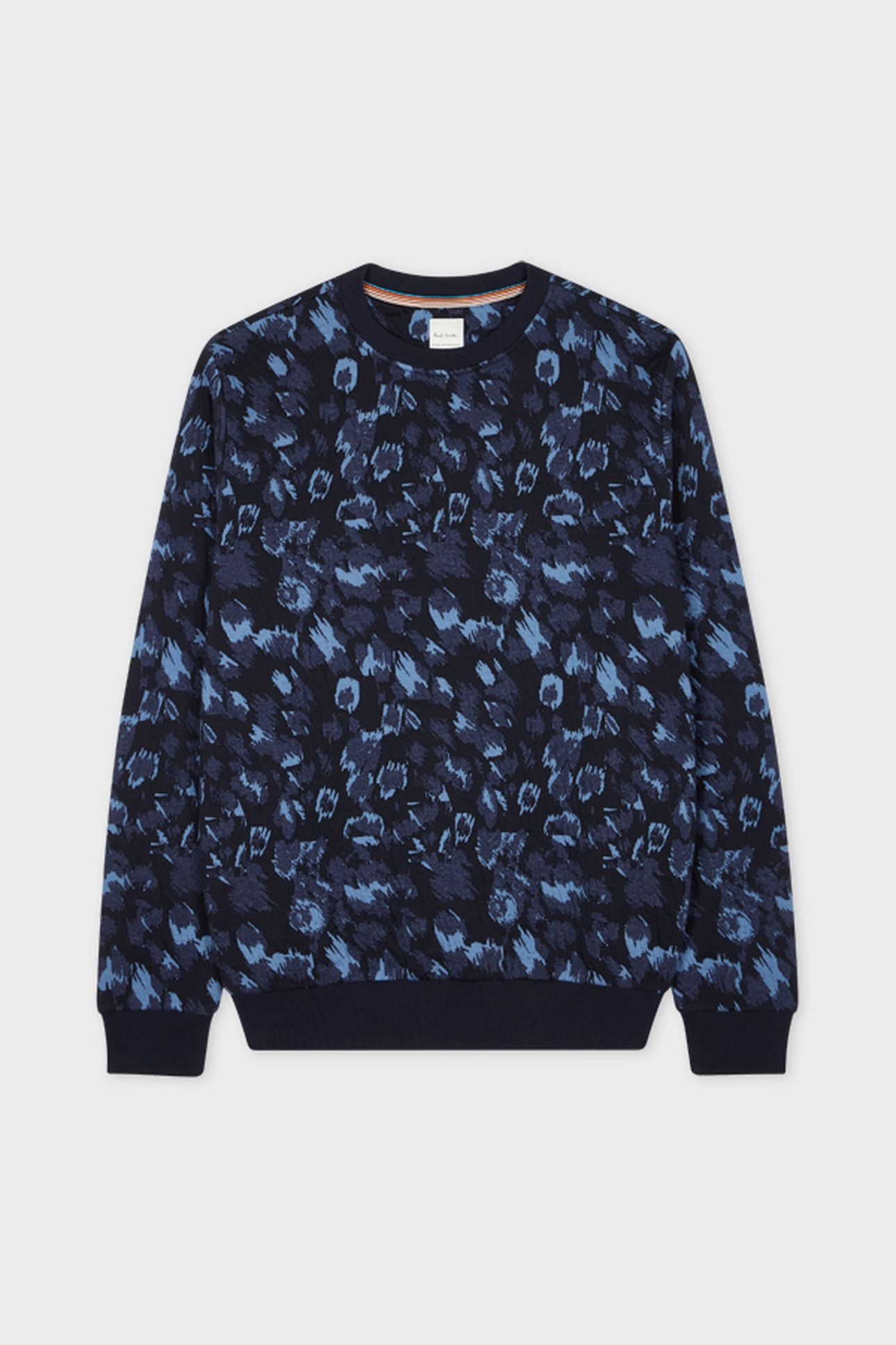 MENS LEOPARD JACQUARD SWEATSHIRT VERY DARK NAVY 4