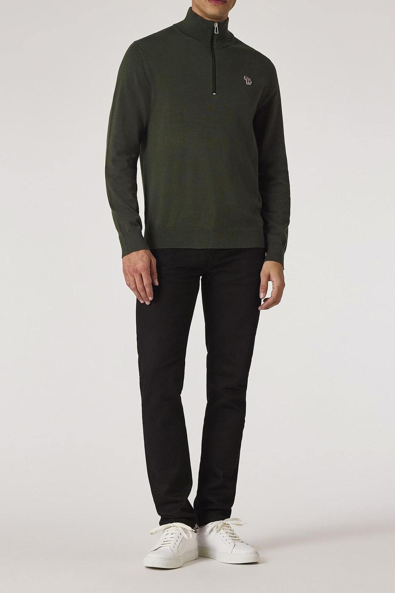 MENS SWEATER ZIP NECK ZEB BAD VERY DARK GREEN 2