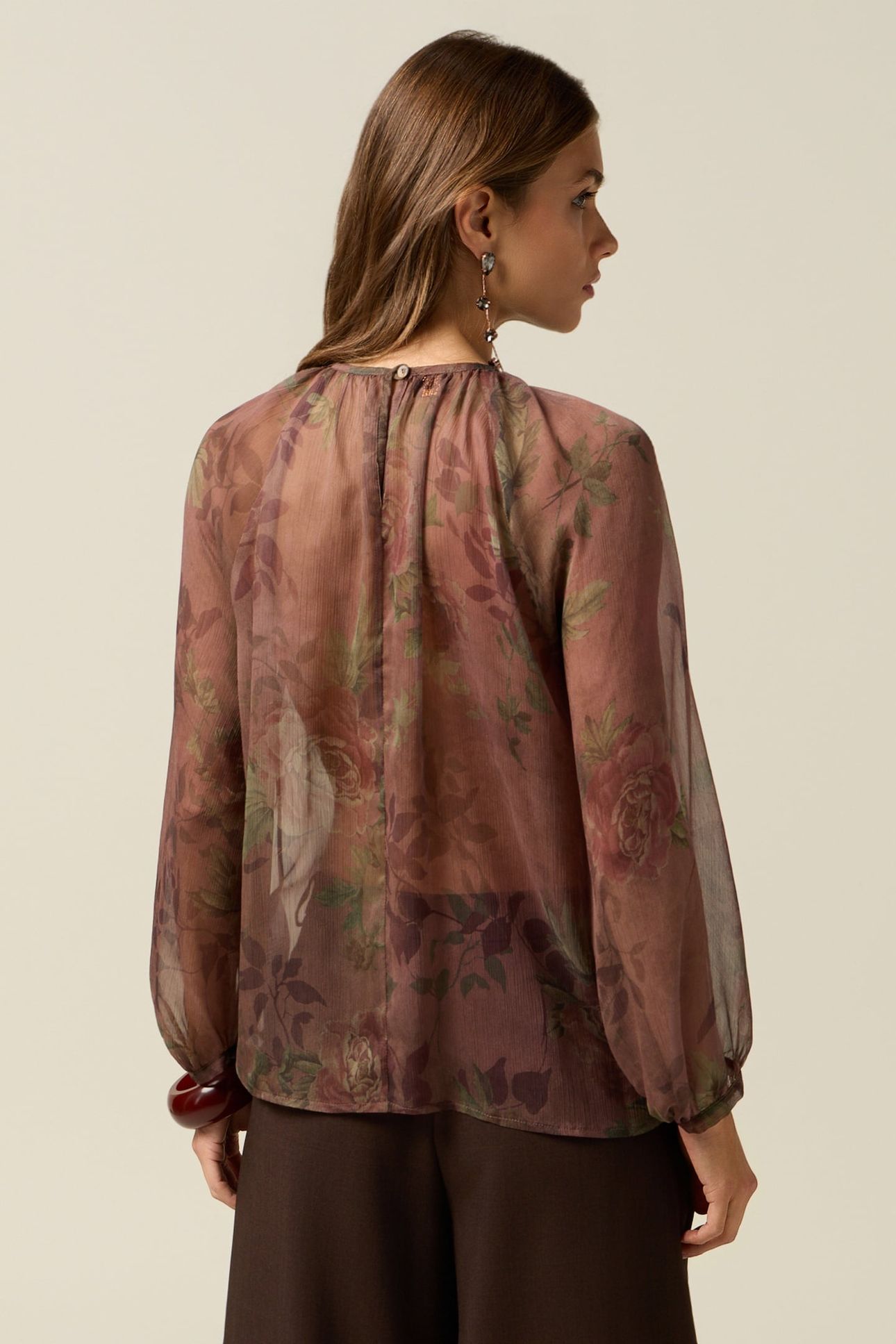FANTASY BLOUSE WITH RUFFLES BROWN 2
