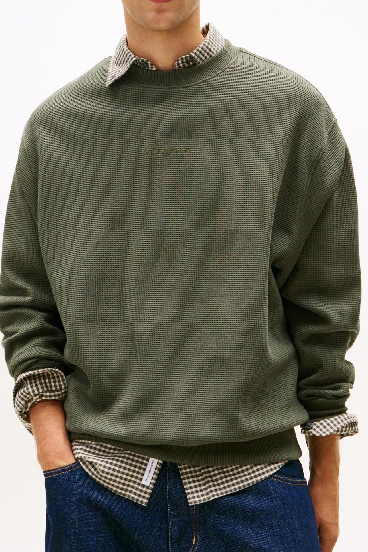 TJM RELAXED WAFFLE PEWTER GREEN 1