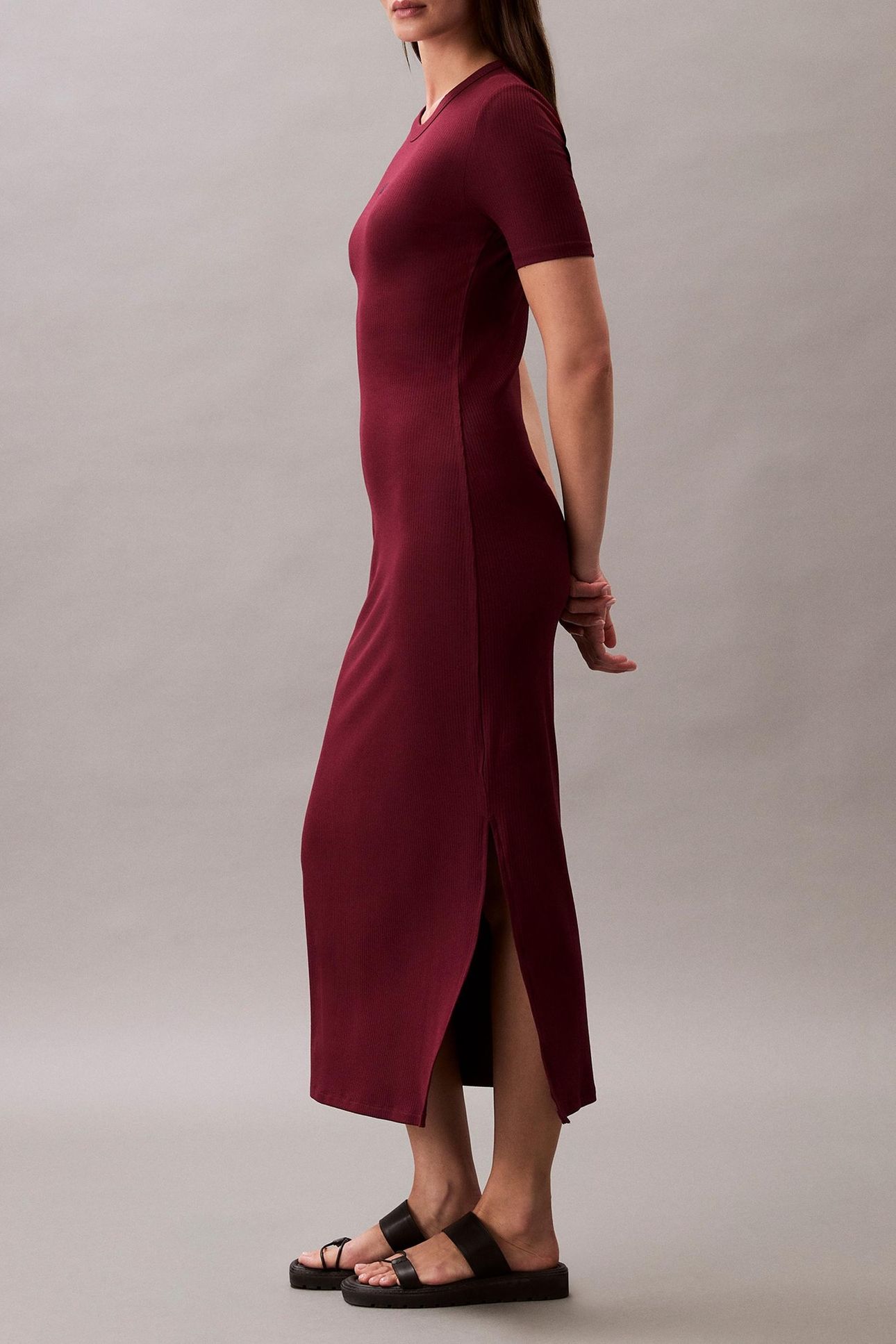 MODAL RIB SS DRESS DEEP ROUGE 4