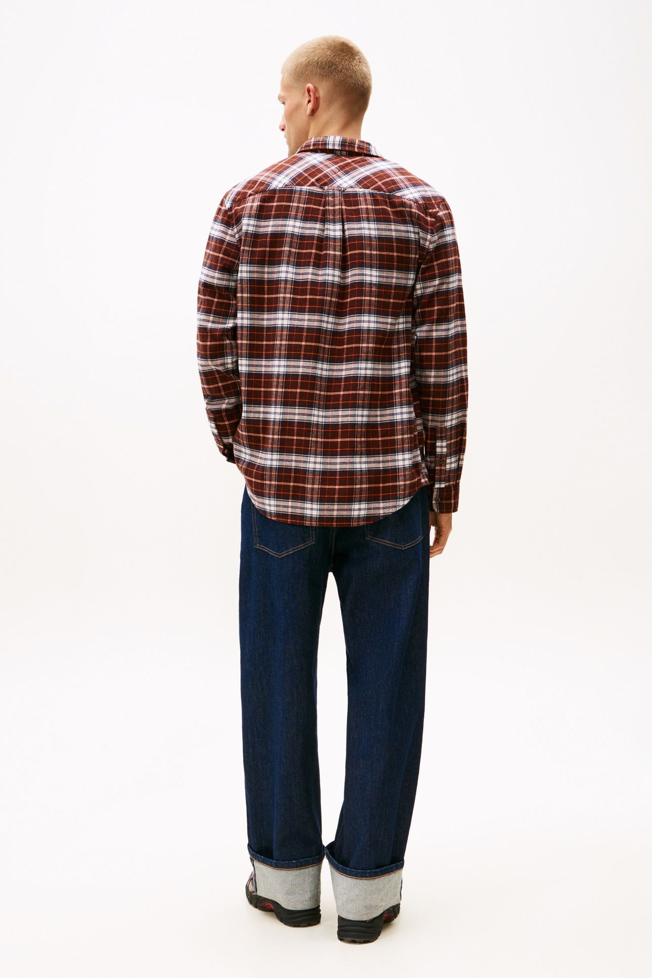 TJM REG FLANNEL CHECKED SHIRT RICH BROWN/BIG CHECK 2