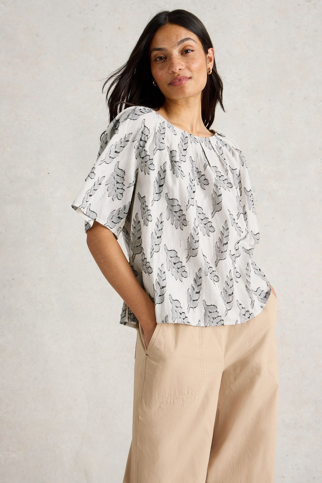 SPRUCE JAQUARD TOP WHITE MULTI 1