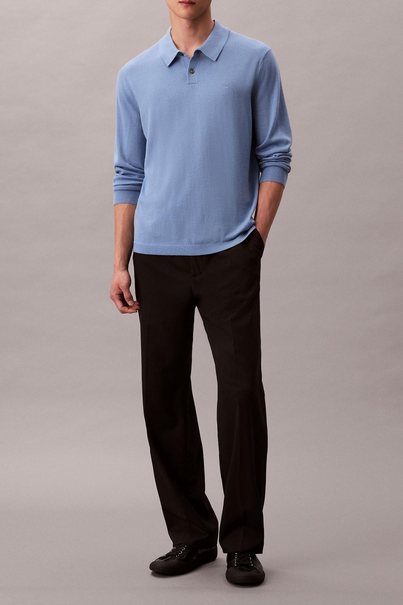 LS 100% MERINO POLO TRACK BLUE 3