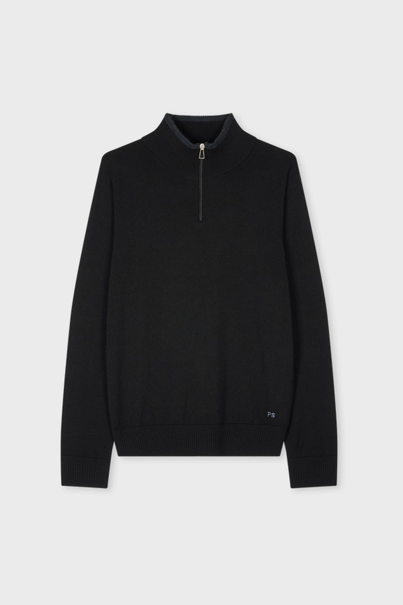 MENS SWEATER ZIP NECK BLACK 5