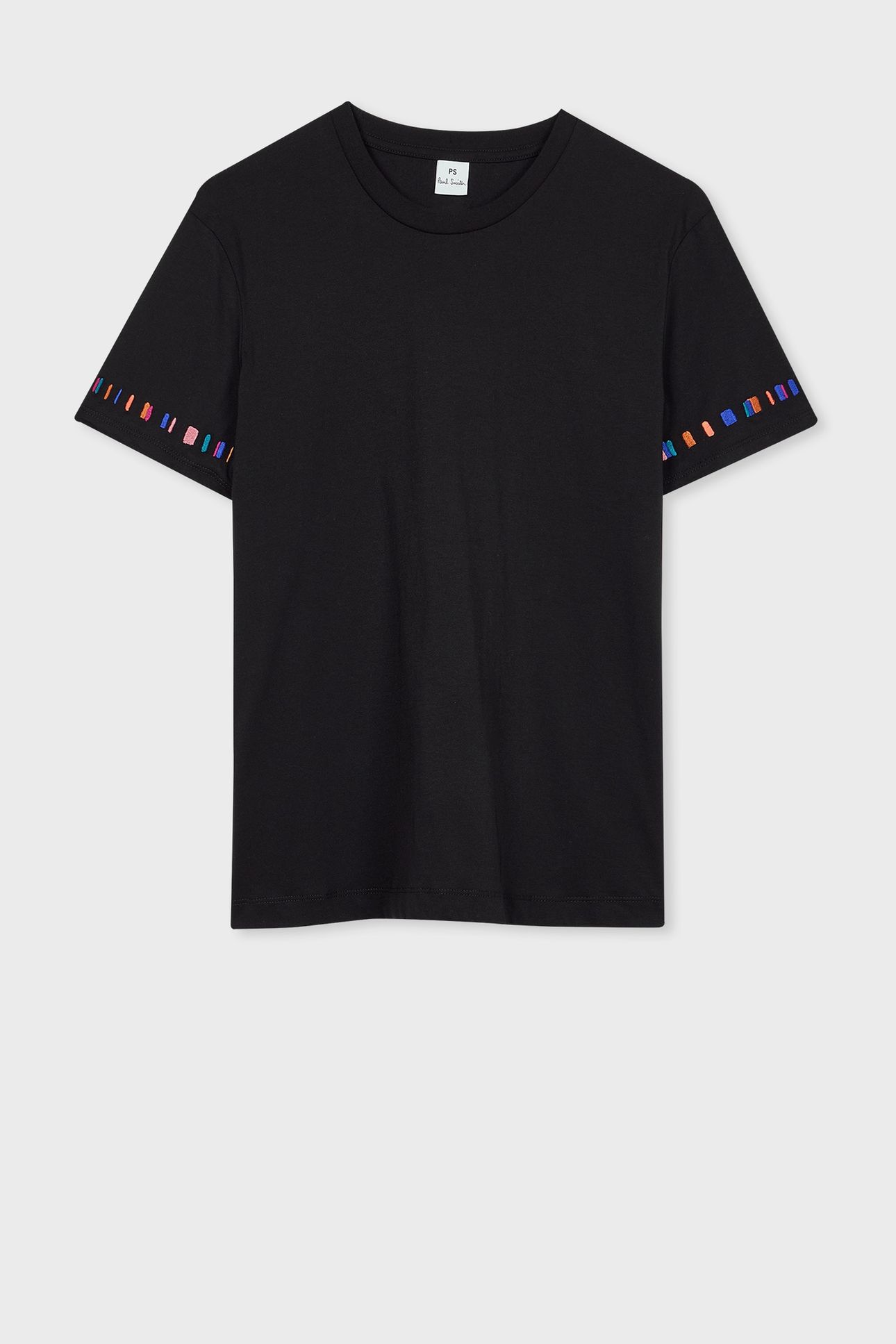WOMENS STRIPE SLEEVE EMB T-SHIRT BLACK 3