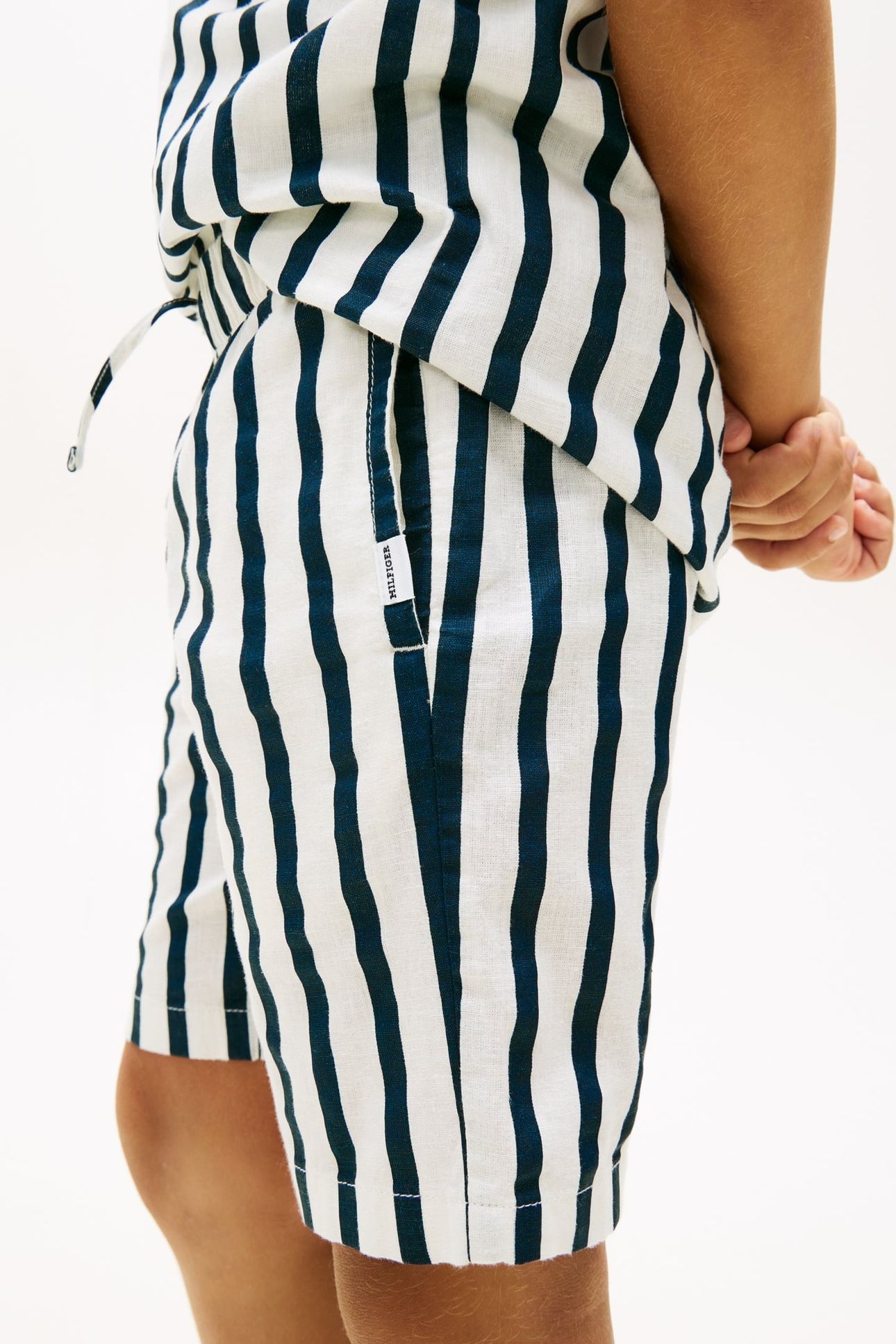 BOYS RELAXED LINEN BLEND DARK NIGHT NAVY STRIPE 5