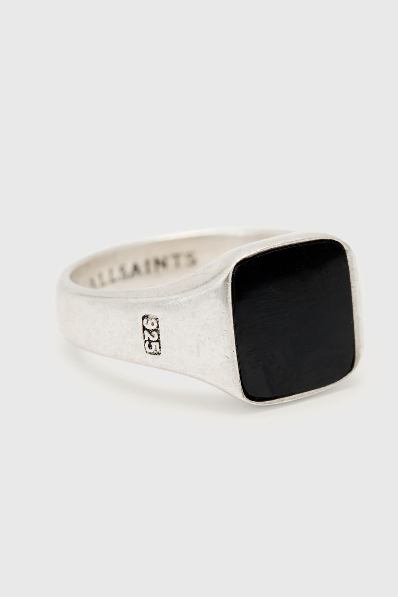 SPIKE SQ RING WARM SILVER/BLACK 2