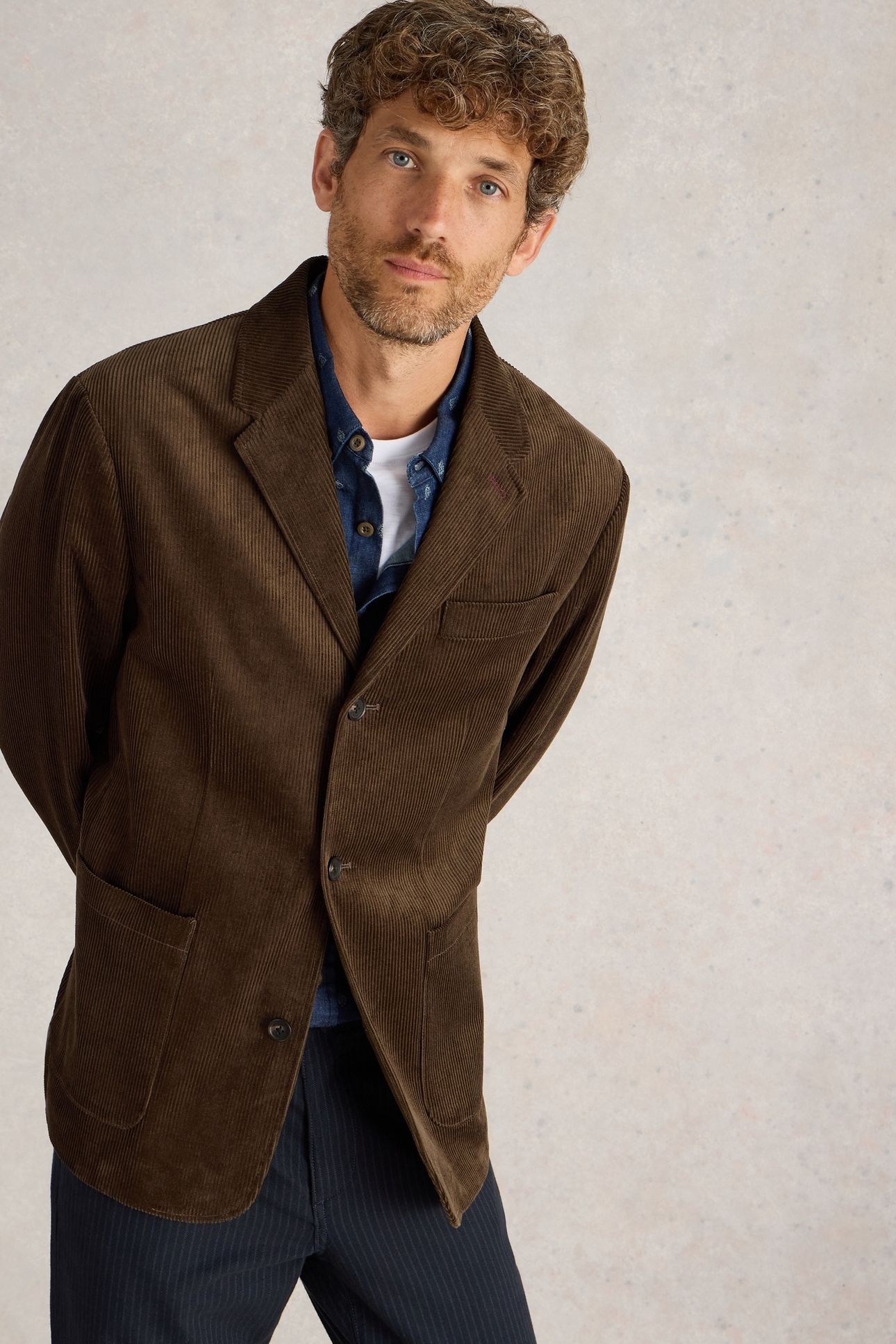 KIRKBY CORD BLAZER DARK BROWN 2