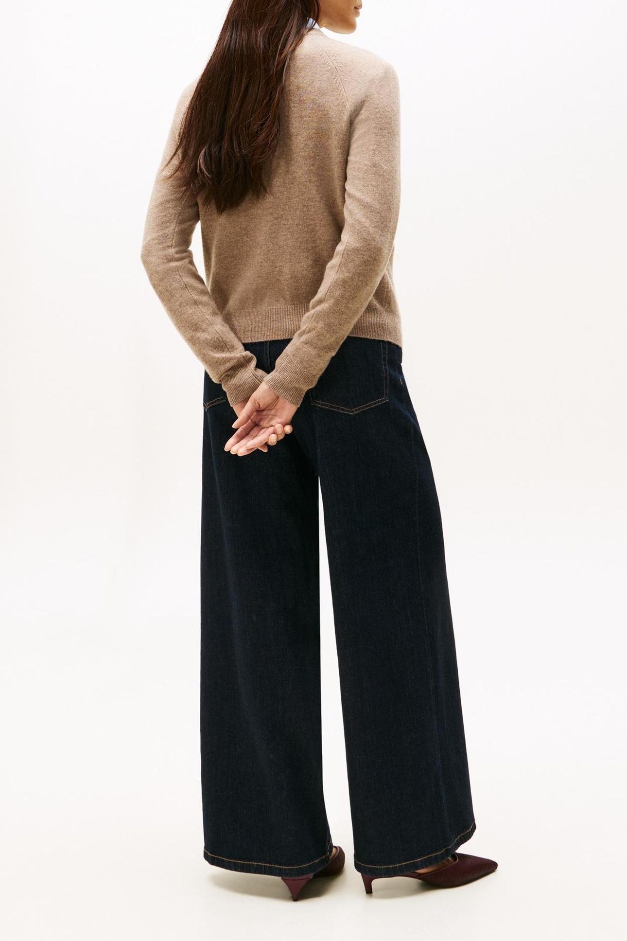 WOOL CASH C-NECK LOOSE SWEATER HEATHERED TAUPE 2