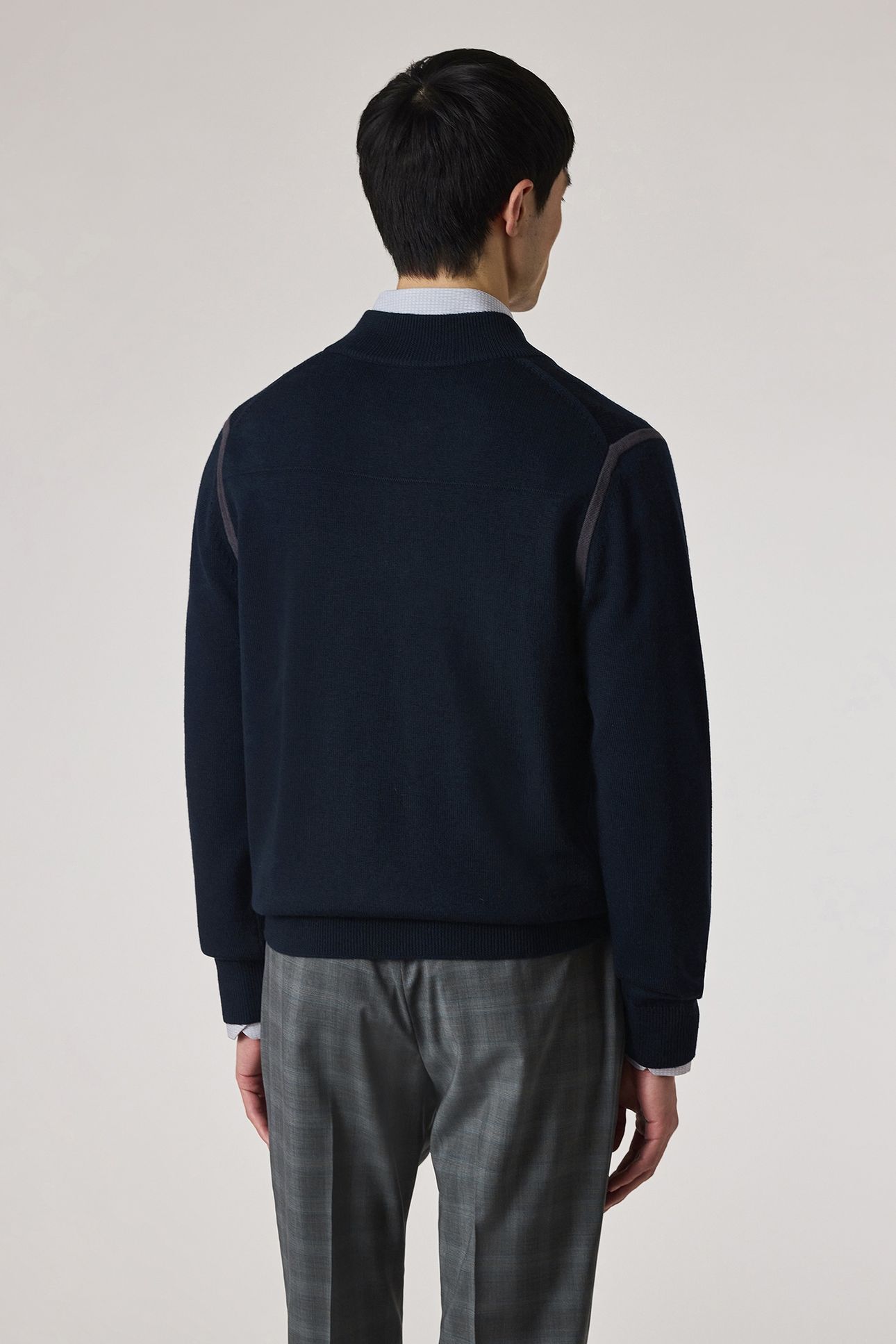 MENS SWEATER ZIP NECK VERY DARK NAVY 3