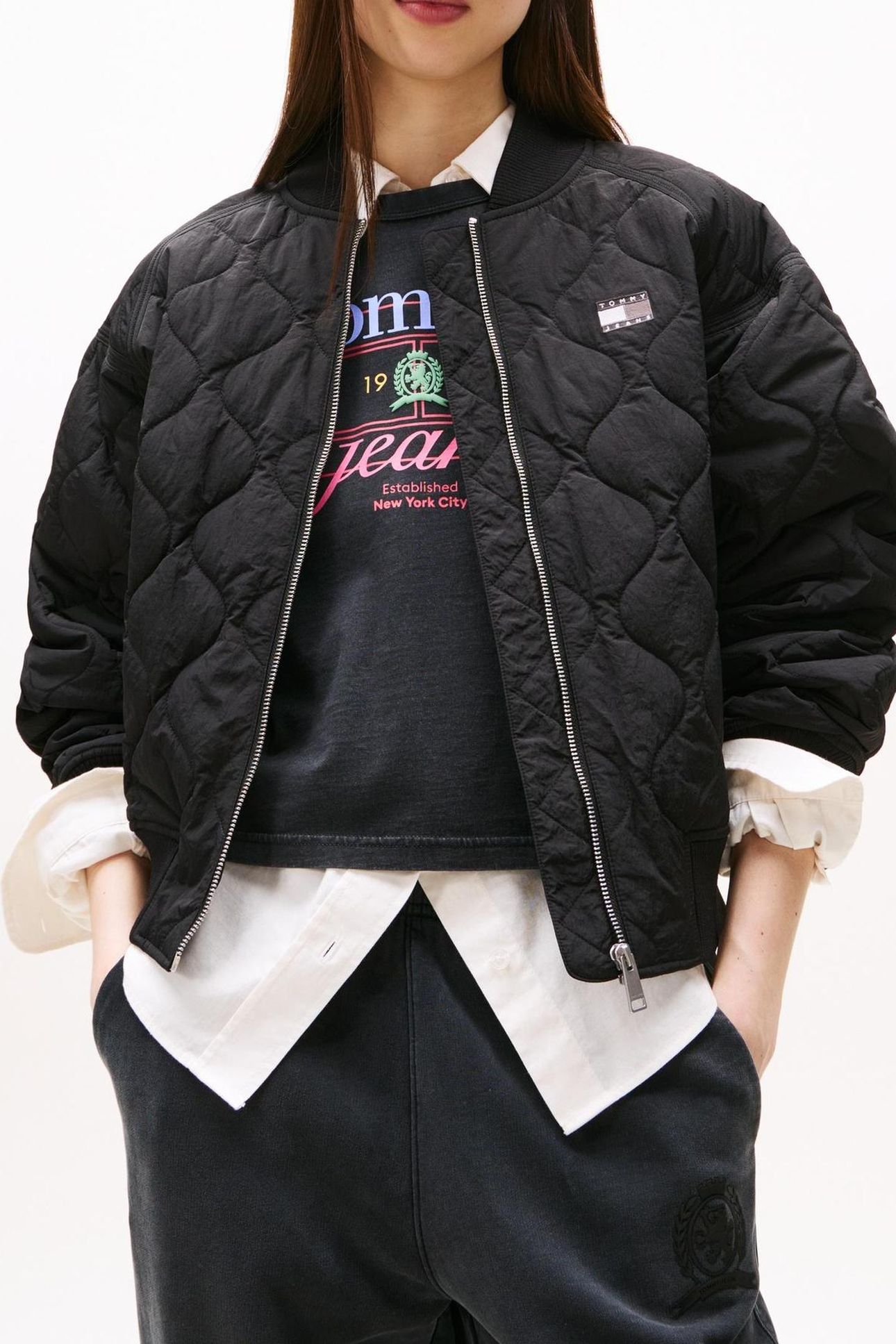 TJW QUILTED BOMBER BLACK 1