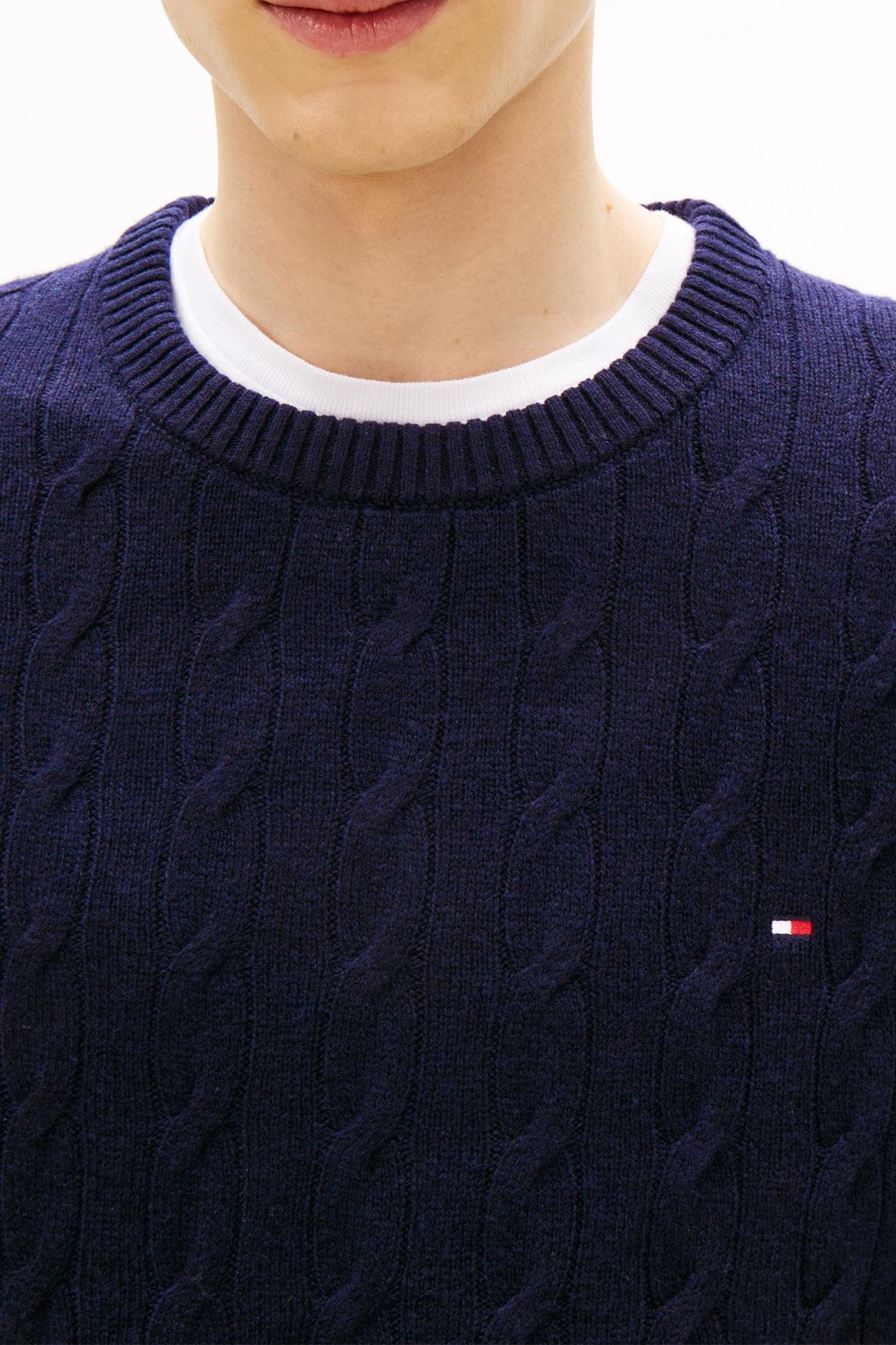 LAMBSWOOL CABLE CREW NAVY BLUE 7