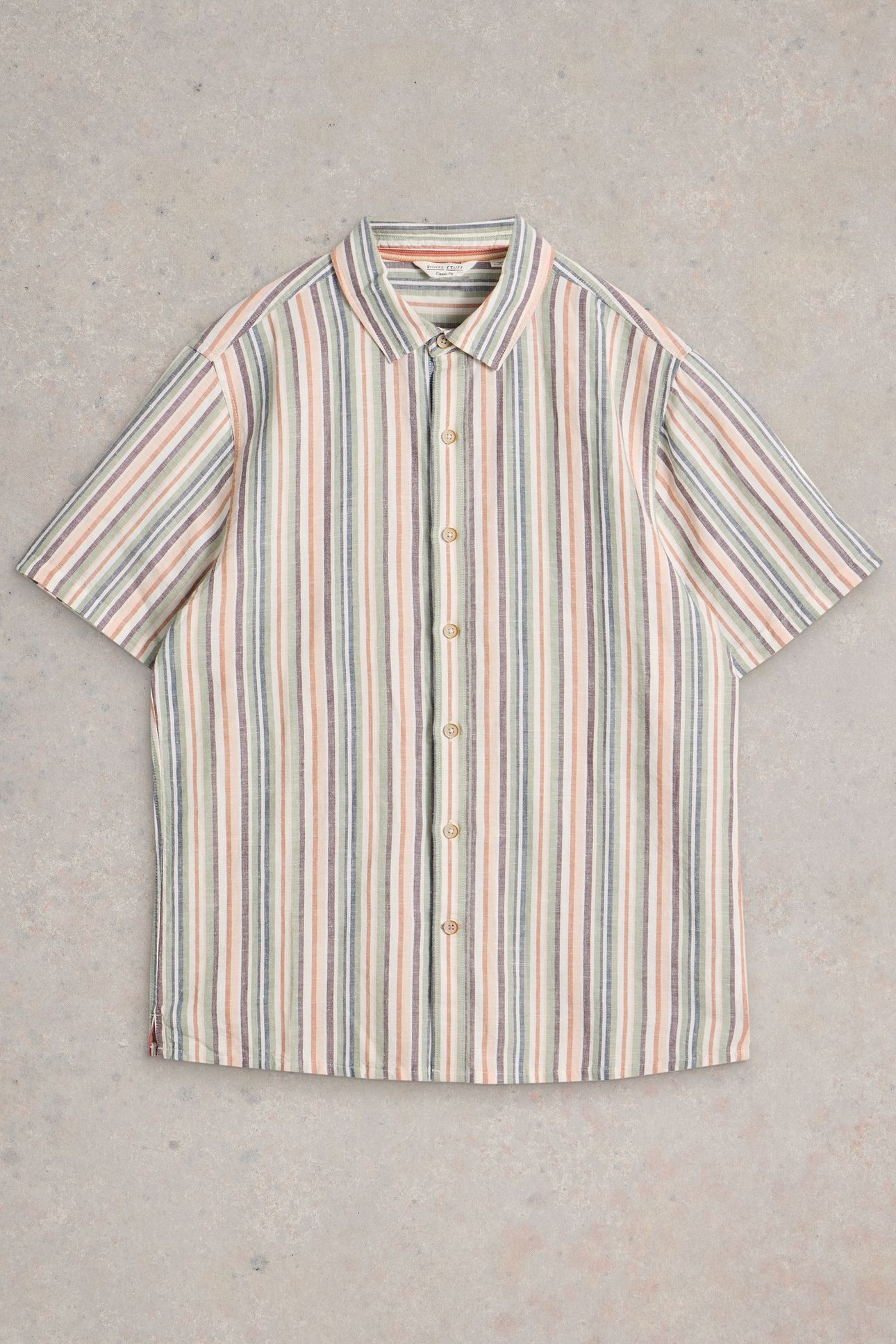 KESWICK SS STRIPE LINEN SHIRT GREEN MULTI 4