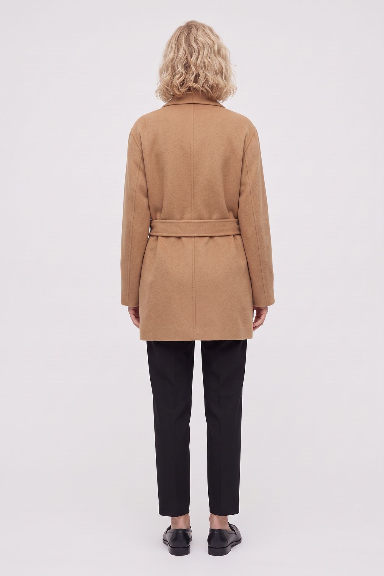 WOOL BLEND WRAP COAT DARK CAMEL 2