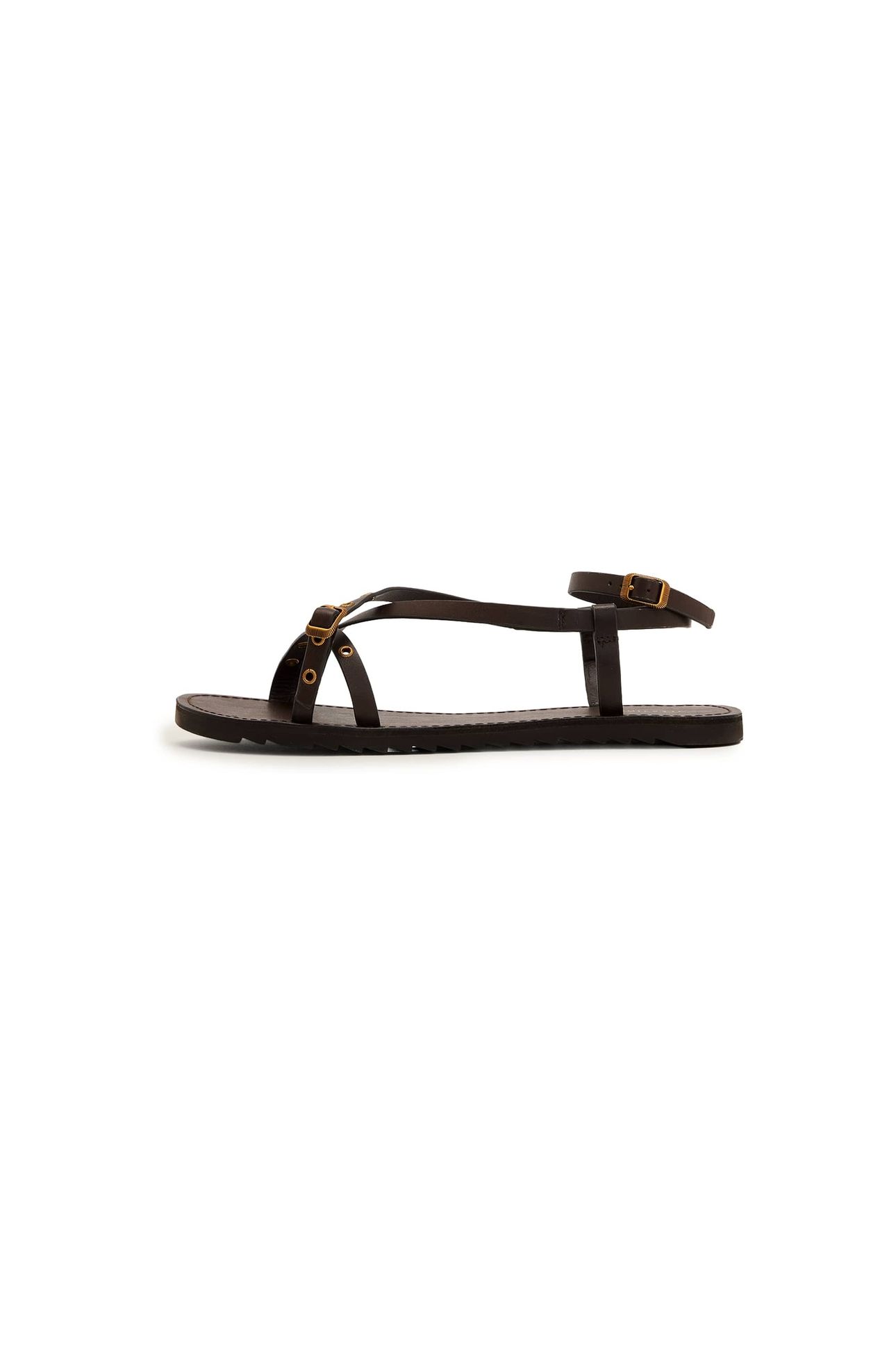 TYLA EYELET SANDAL DARK BROWN 1