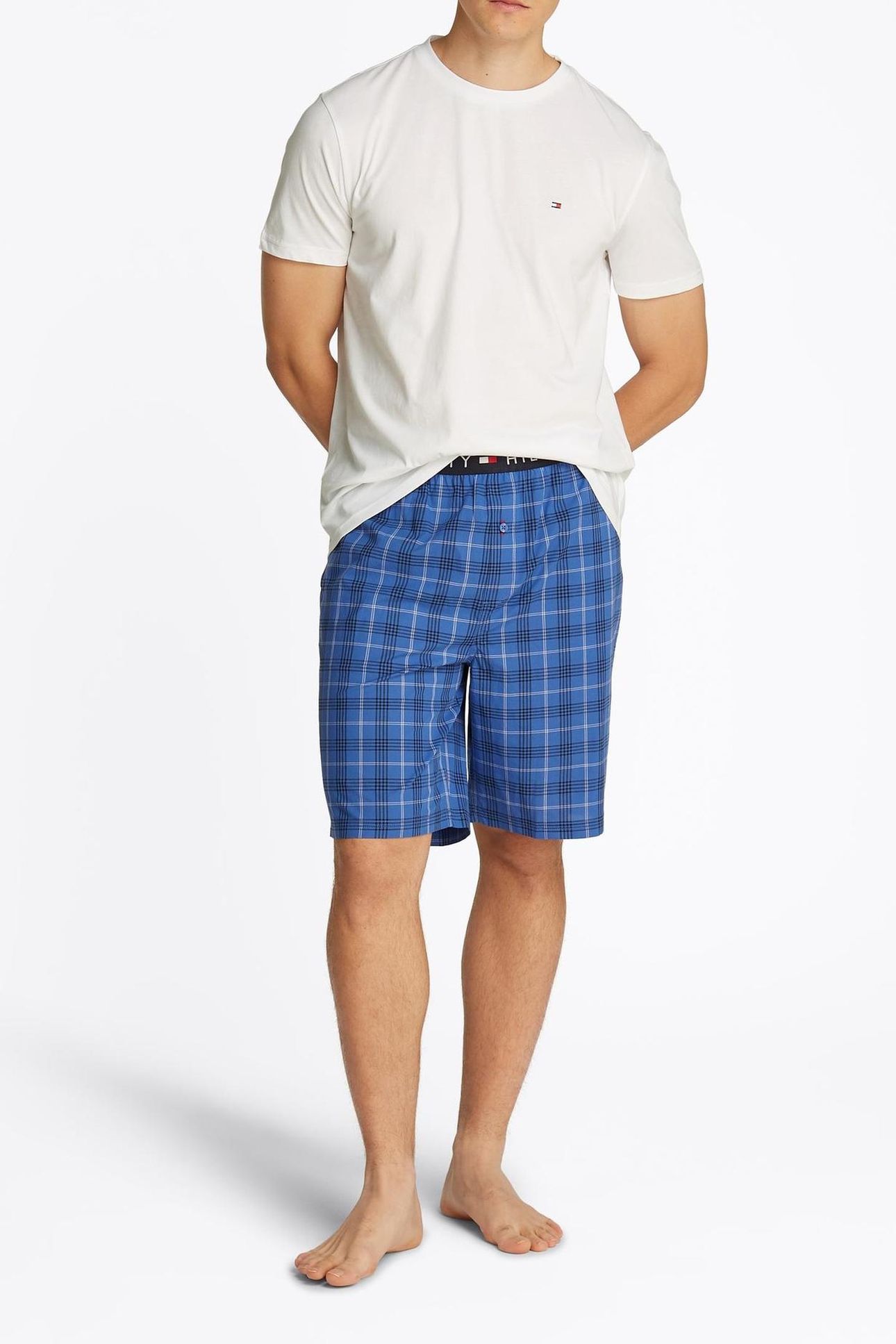 SS WOVEN PJ SET WHITE/GRID PLAID 2