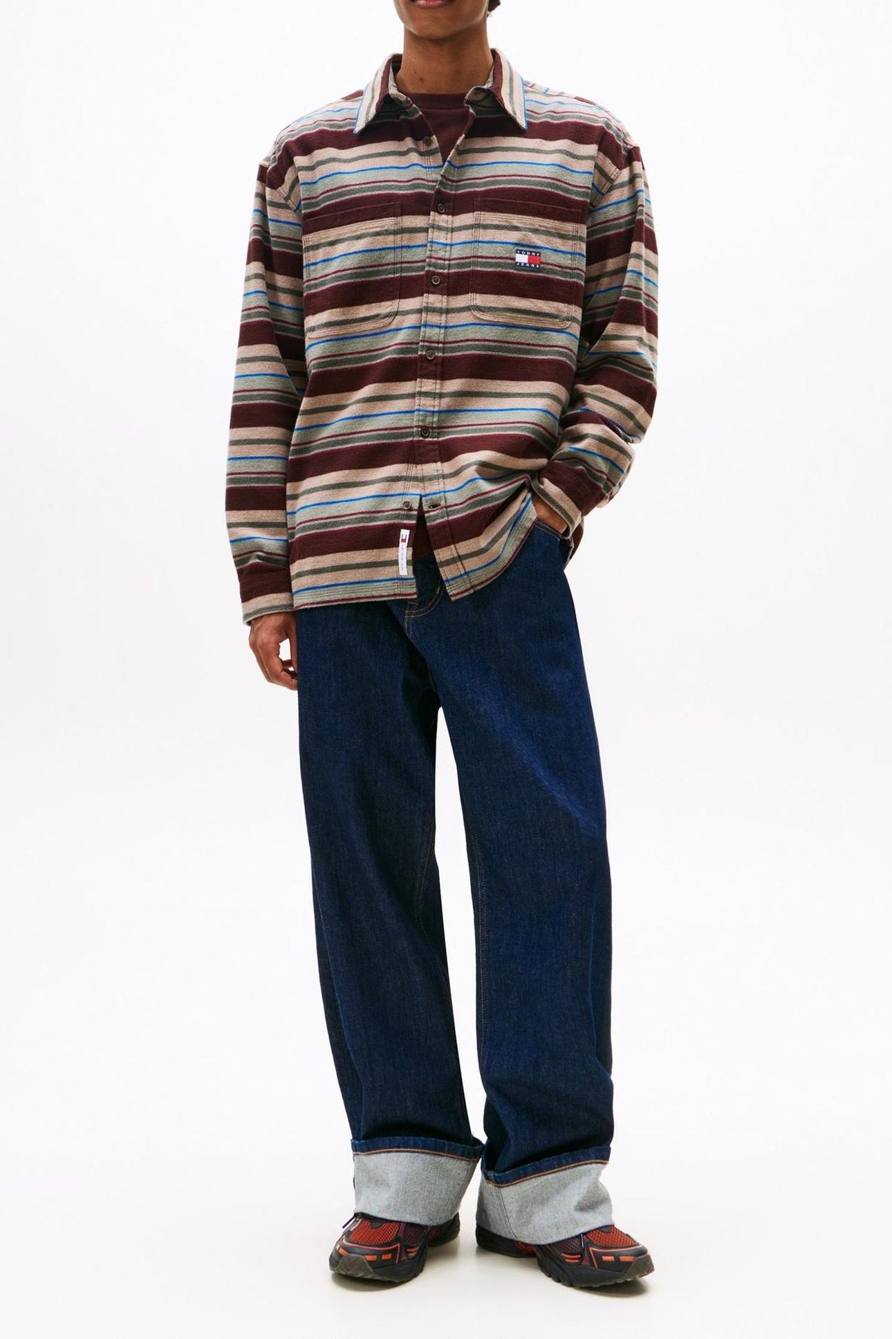 TJM UTILITY FLANNEL RICH BROWN/HORIZONTAL STRIPES 3