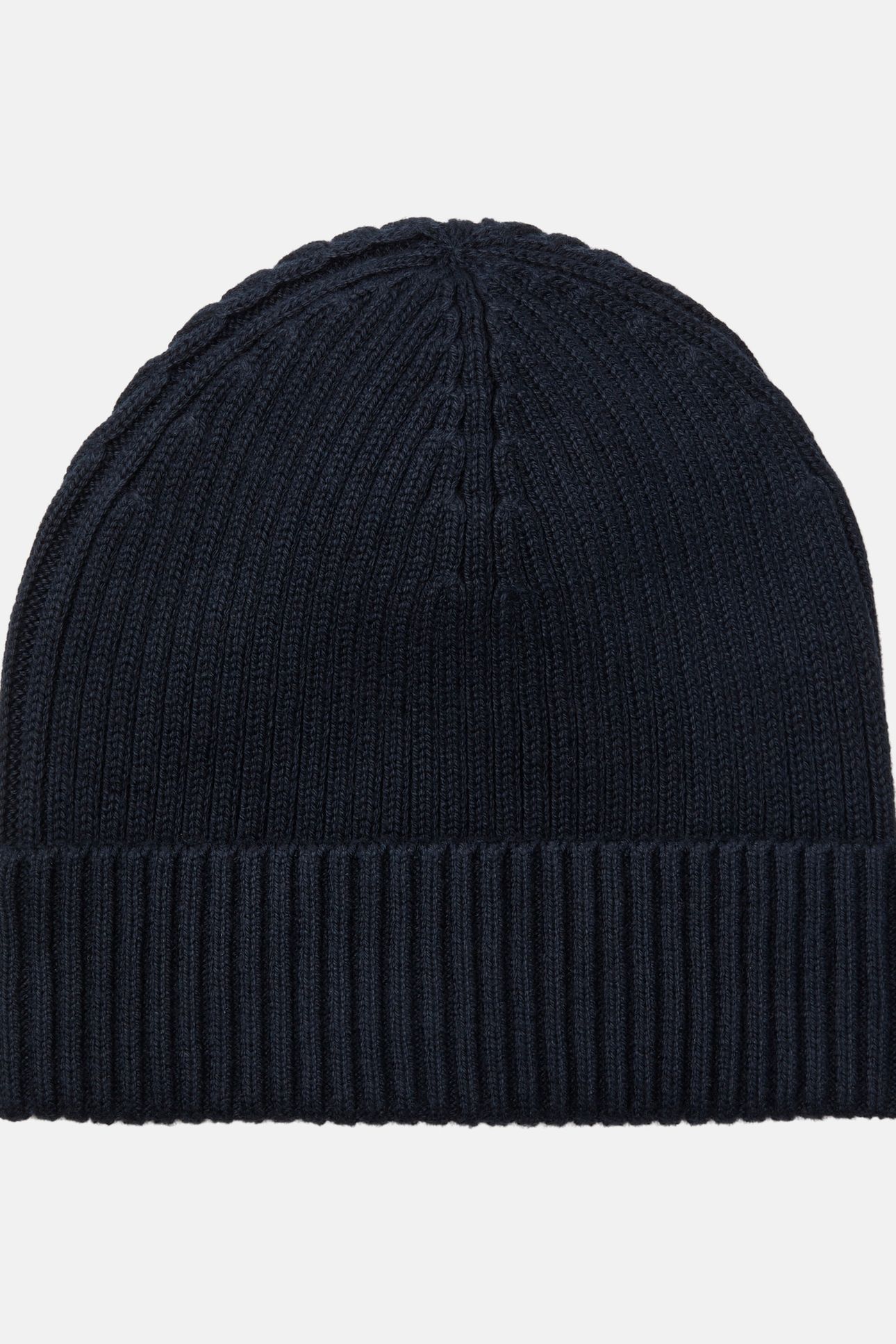 PATCH CHUNKY RIB COTTON BEANIE DARK SAPPHIRE 2