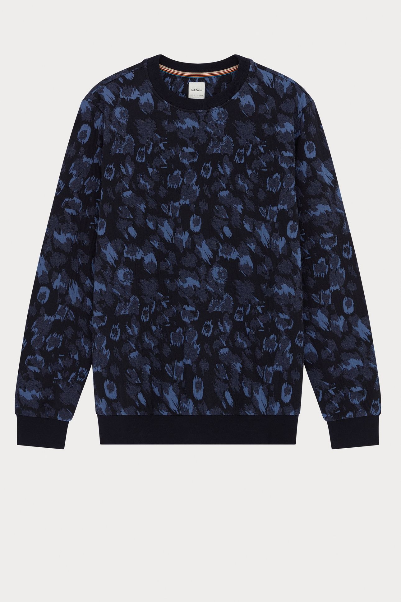 MENS LEOPARD JACQUARD SWEATSHIRT VERY DARK NAVY 5