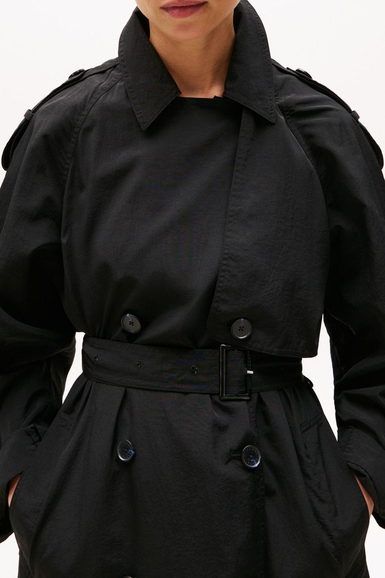 LW NYLON OVERSIZED TRENCH BLACK 3
