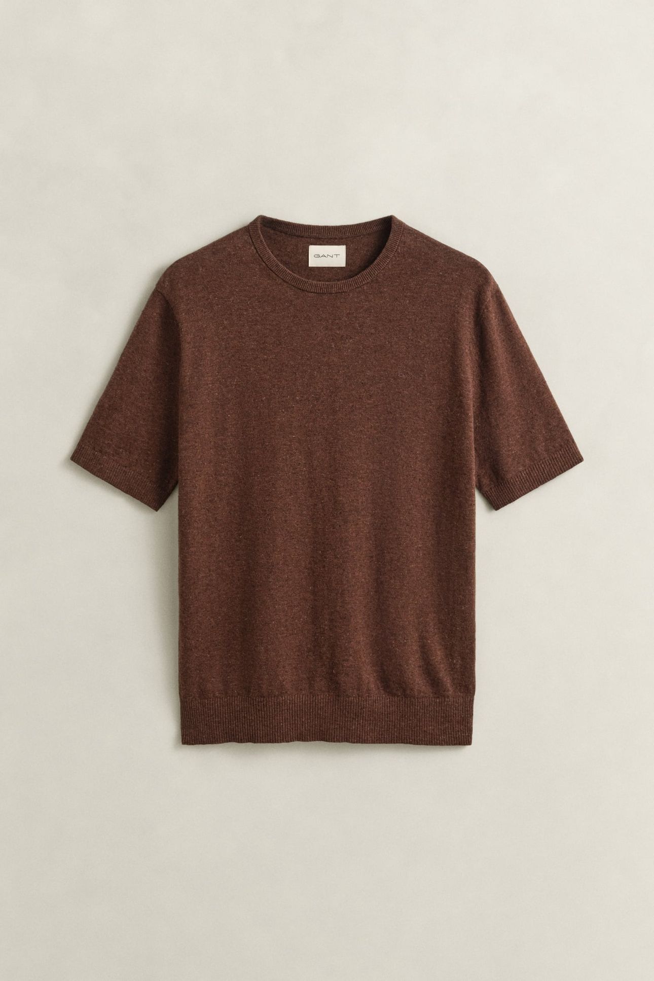 SLUB COTTON LINEN SS C-NECK HAZELNUT MELANGE 4