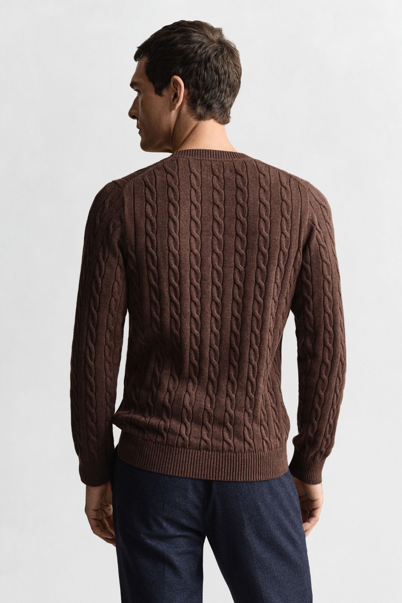 CLASSIC CABLE KNIT SWEATER BROWN MELANGE 2