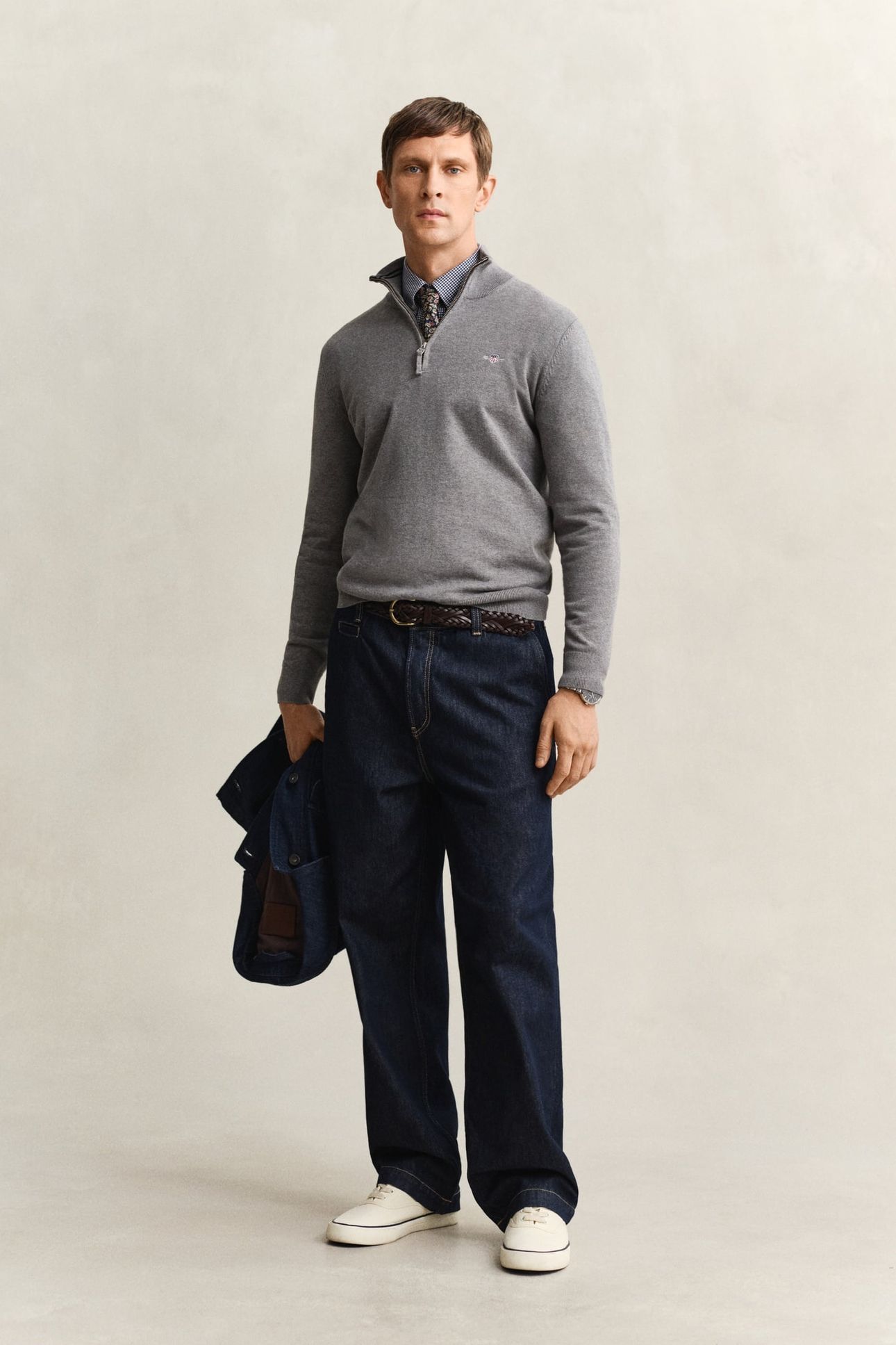 CLASSIC COTTON HALF ZIP DARK GREY MELANGE 3