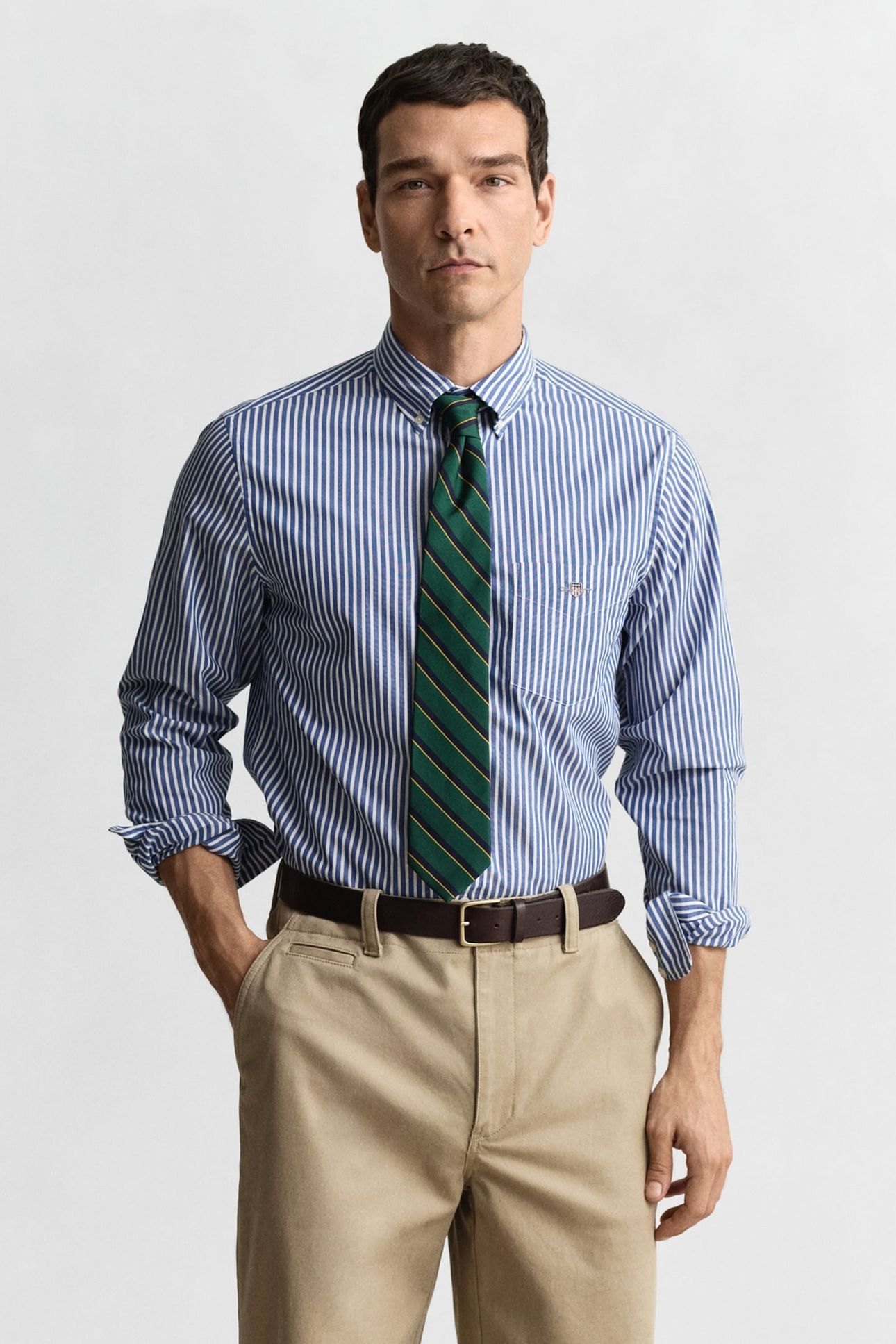 REG CLASSIC POPLIN STRIPE SHIRT COLLEGE BLUE 1