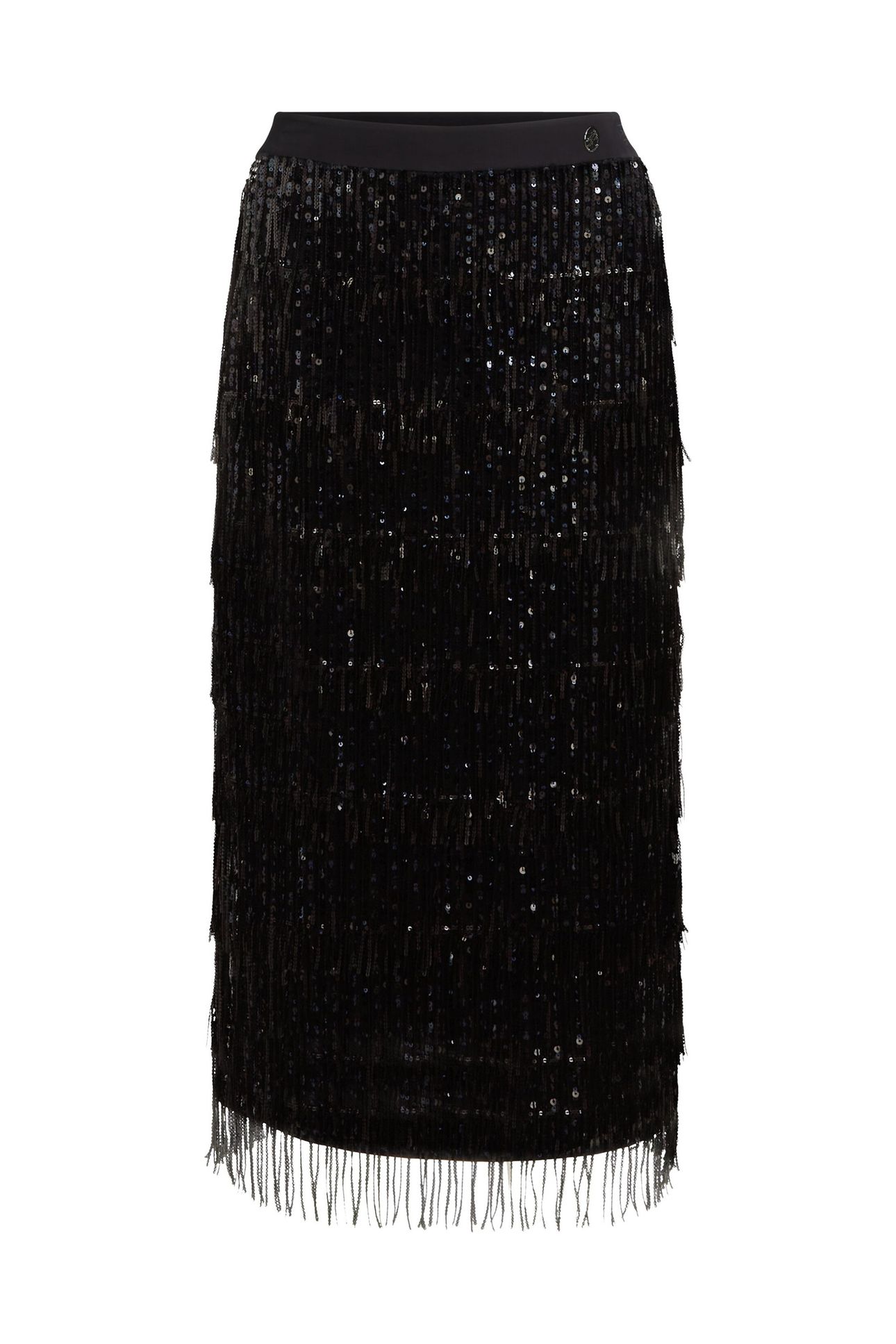 SEQUINS FRINGE SKIRT BLACK 4