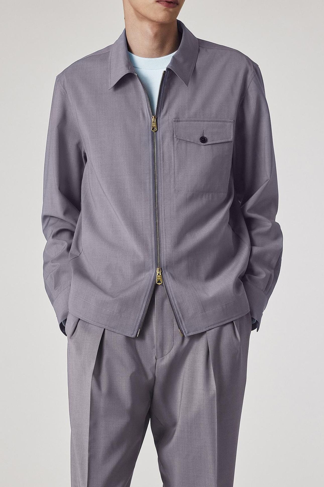 MENS ZIP SHIRT JACKET DARK VIOLET 2