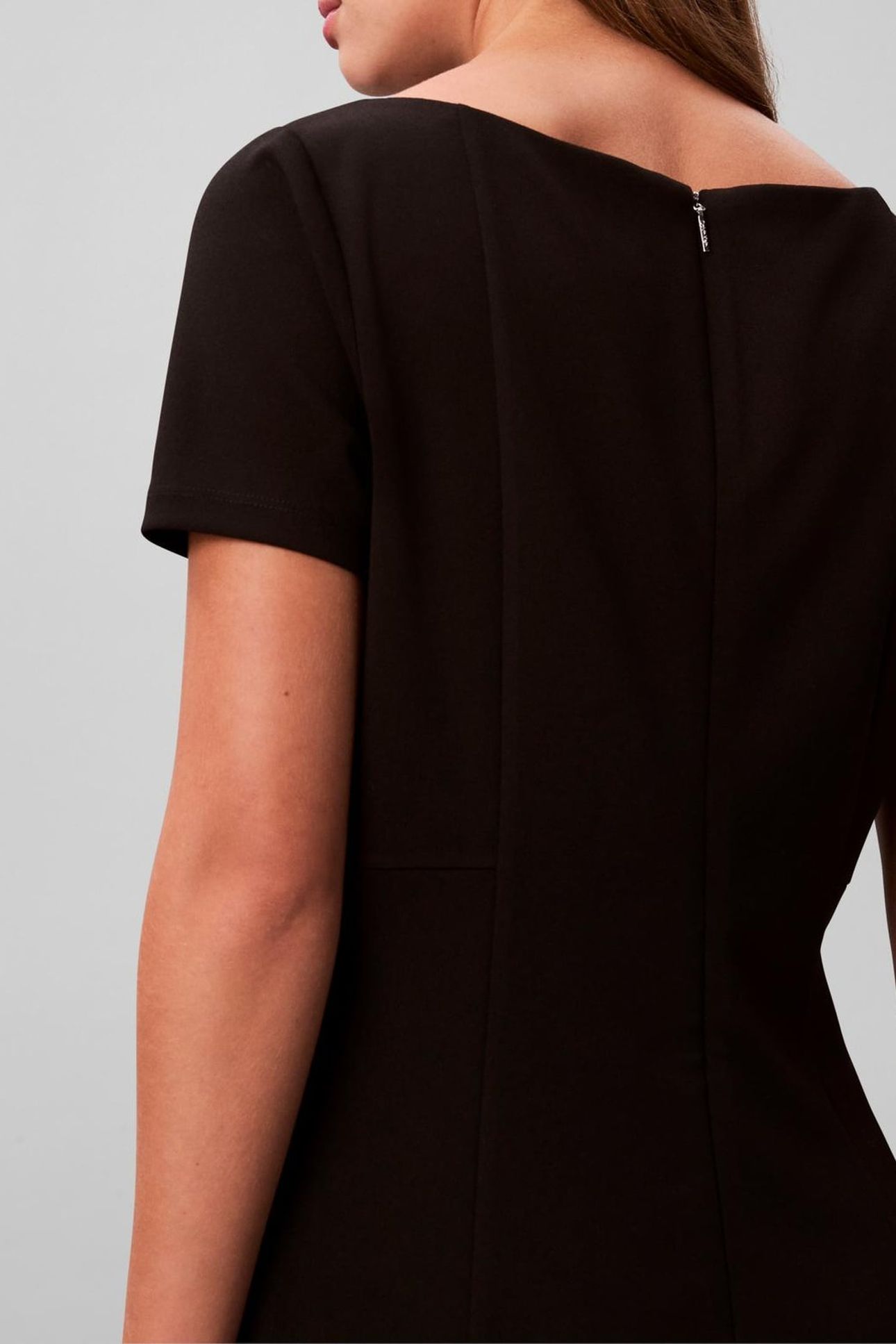 STRETCH CREPE BOAT DRESS BLACK 5